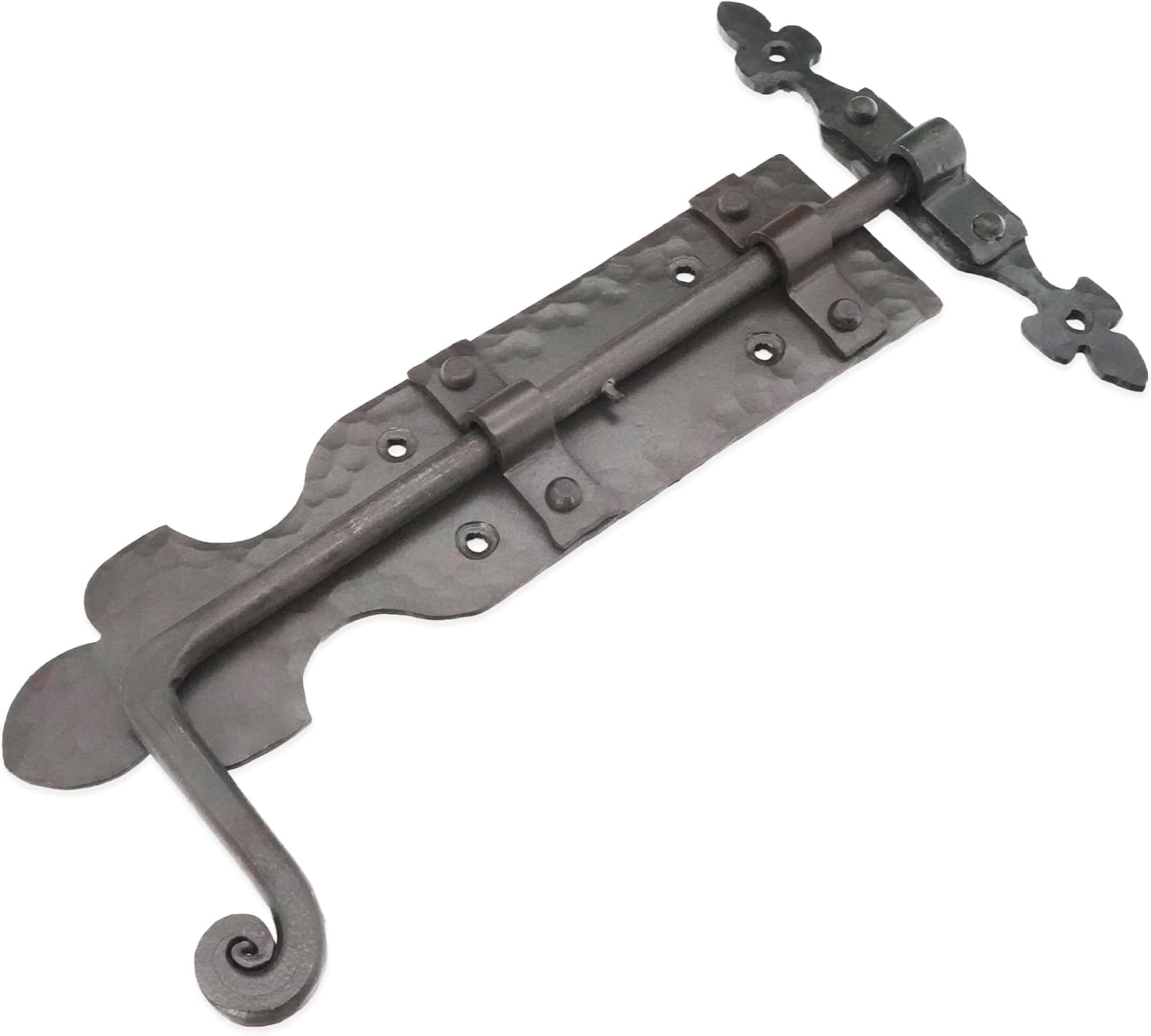 Slide Bolt Door Latch, Hand Forged Cabinet Catch Barn Gate Shed Lock Rustic Antique Furniture Wrought Iron Decor Cupboard Finger Black Metal