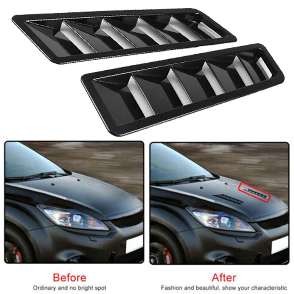 2Pcs Car Hood Scoop Styling Air Vent Trim Louver Air Flow Intake Decoration for Home Black