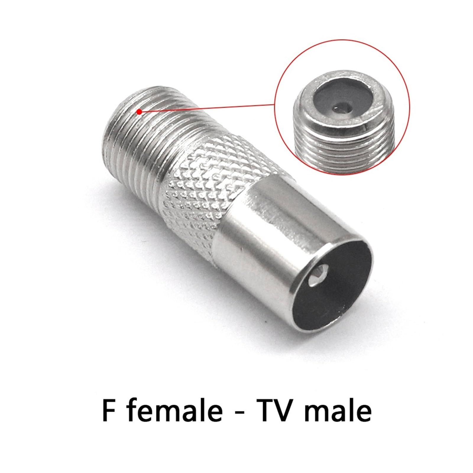 2/5/10 adattatori coassiali RF femmina a TV maschio, ad angolo retto di 90 gradi, 75 Ohm, nichelato, per cavo antenna e top box (F-TV KJ, 10 pezzi)