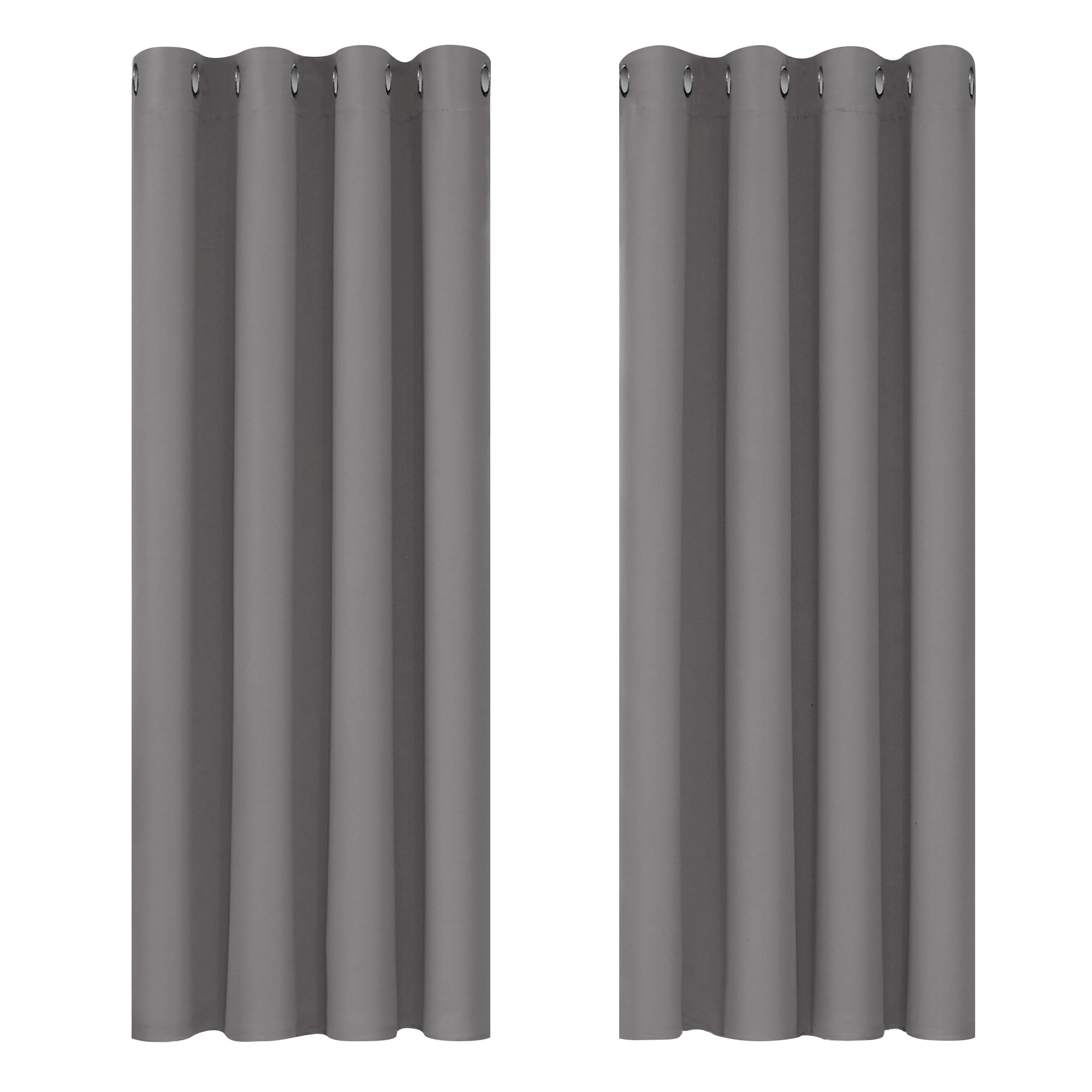 Deconovo Grey Blackout Curtains 46 x 54 Inch Eyelet Super Soft Thermal Insulated Bedroom Blackout Eyelet Curtains for Living Room Light Grey 2 Panels