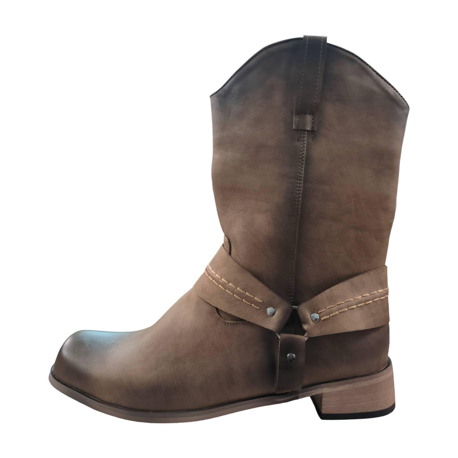 TangDao Stivali da Uomo Cowboy Western Stivali da Uomo in Pelle Vintage Autunno-Inverno