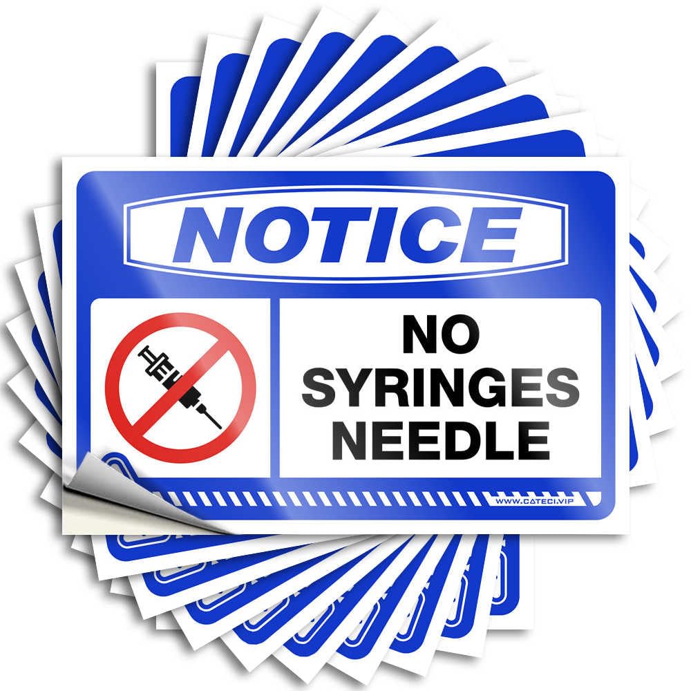 Kitchen Decorations Cover Decals | Notice No Syringes Needle High Durable Vinyl Sticker Easy Apply for Farmers(12X18CM)