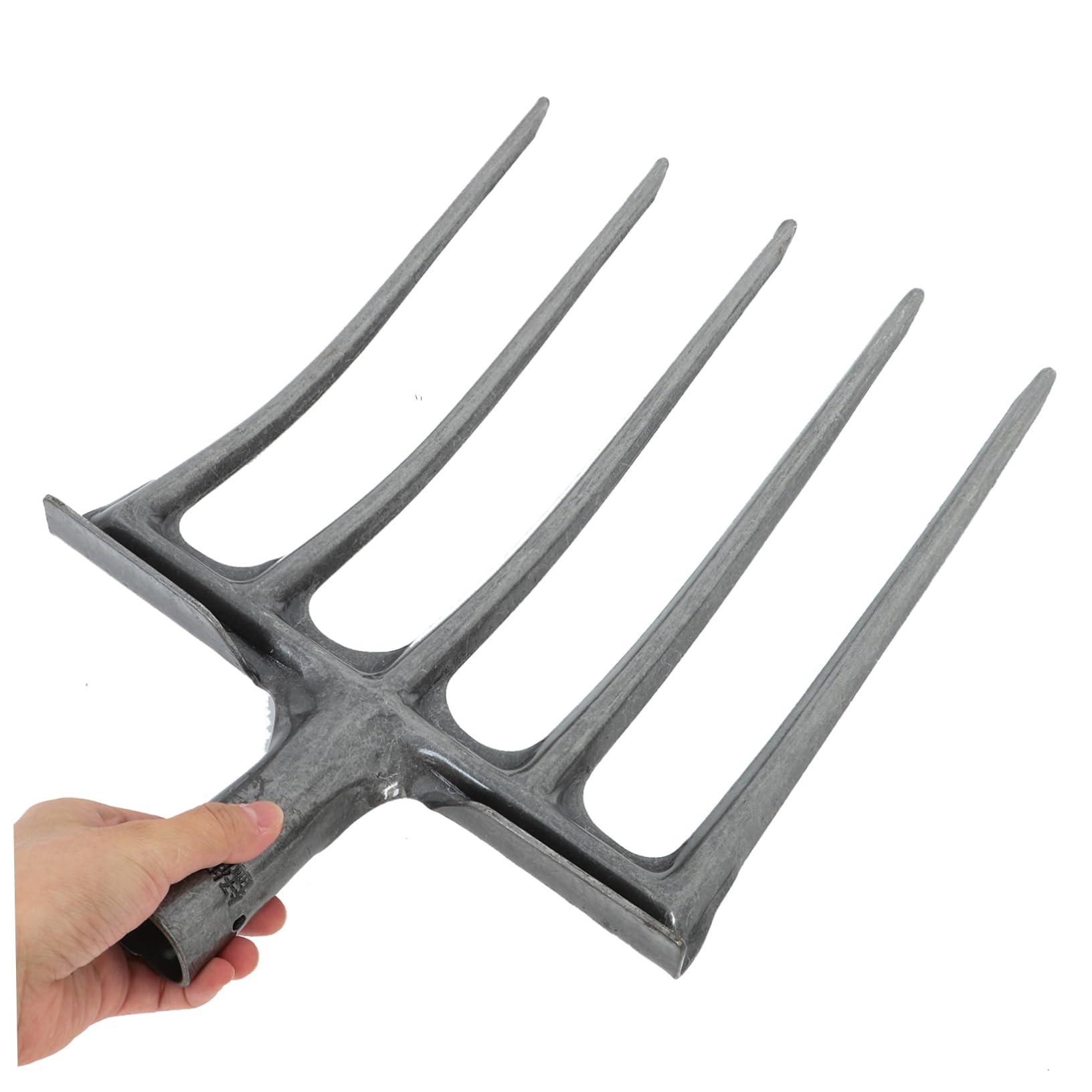Mipcase Forca da Giardino in Metallo Argento 5 Denti per Applicazioni Versatili e Arieggiamento del Suolo per Aiuole e Campi Agricoli