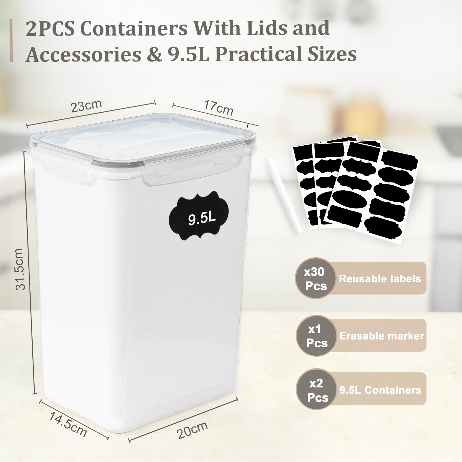 KumuJ Contenitore per cereali da 5 kg, contenitore per alimenti, contenitore per riso, contenitore per cereali, contenitore per alimenti a prova di insetti, contenitore ermetico in plastica per riso