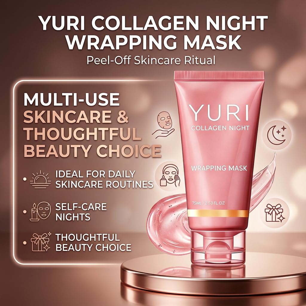 Wrapping Mask, Overnight Peel Off Face Mask with Applicator Brush, Niacinamide and Hyaluronic Acid, Firming and Hydrating, 2.53 Fl Oz (1 Pcs)