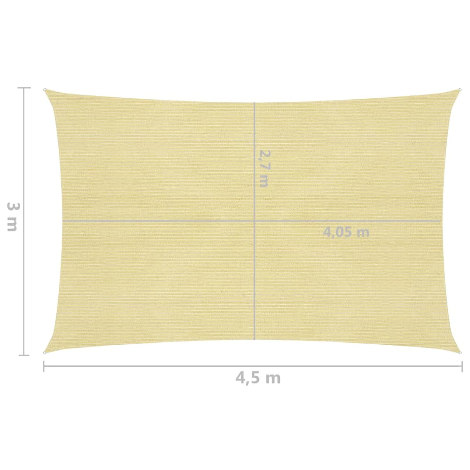 ZEYUAN Vela Parasole 160 g/m² Beige 3x4,5 m in HDPE,Vela Parasole,Vele Parasole da Giardino,Tenda a Vela Parasole,Respirante,Impermeable,Anti UV