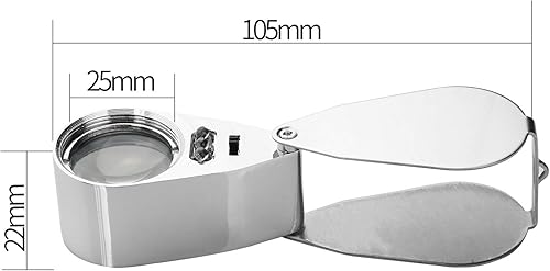Miniatura 2 de Beileshi Jewelers Loupe 30x, con 2 luces LED, lupa de construcción de metal y vidrio óptico con estuche de transporte