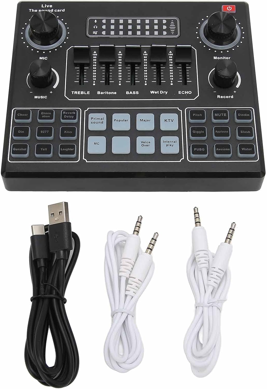 Audio Interface Mixer DJ Sound Card, Live Sound Card Karaoke Recording