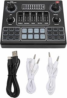 Sound Card for PC, Sound Card Stereo Audio Mixer V9 Sound Card Stereo Live Broadcast Mobile Phone Computer Game Audio Mixe with 16 Sound Special Effects Mobile Game