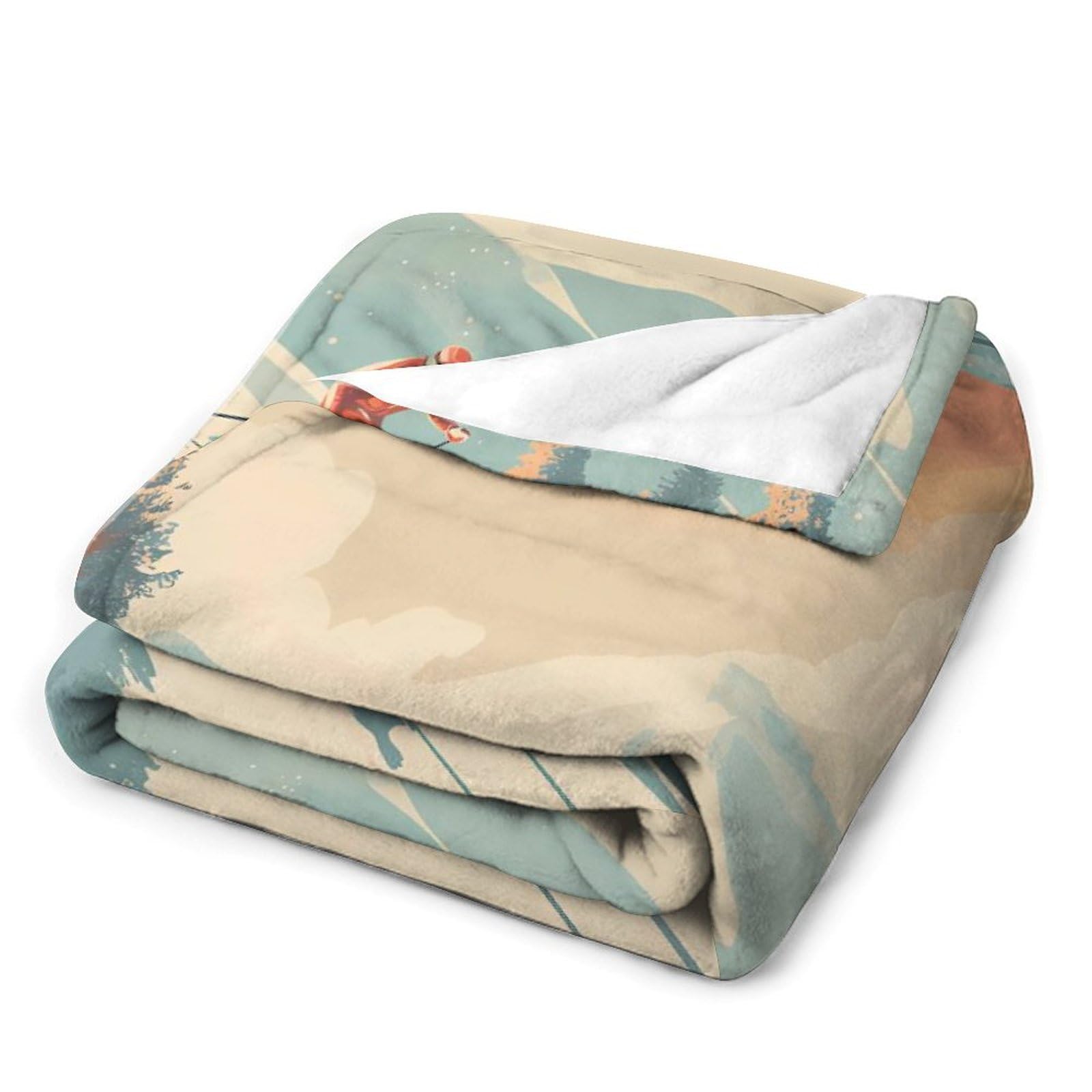 A Skier with Aliens Coperta in flanella da 250 g/m², anti-pelucchi, per letto, divano, camera da letto, ufficio