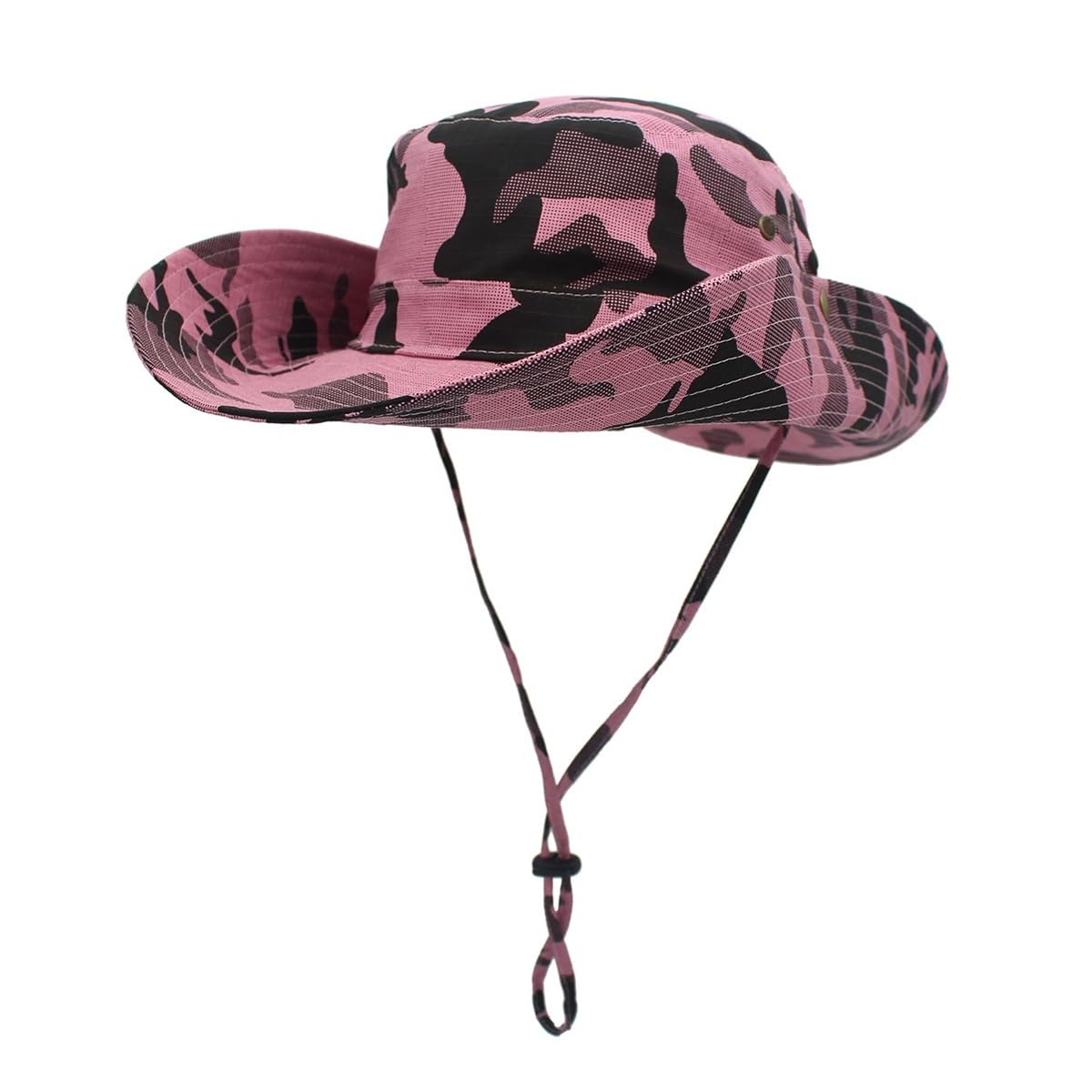 FOVAOK Outfly Camouflage Beach Hat Outdoor Sun Protection UV Protection Wide Brim Bucket Hat Cowboy Hat Fisherman's Hat(Khaki)