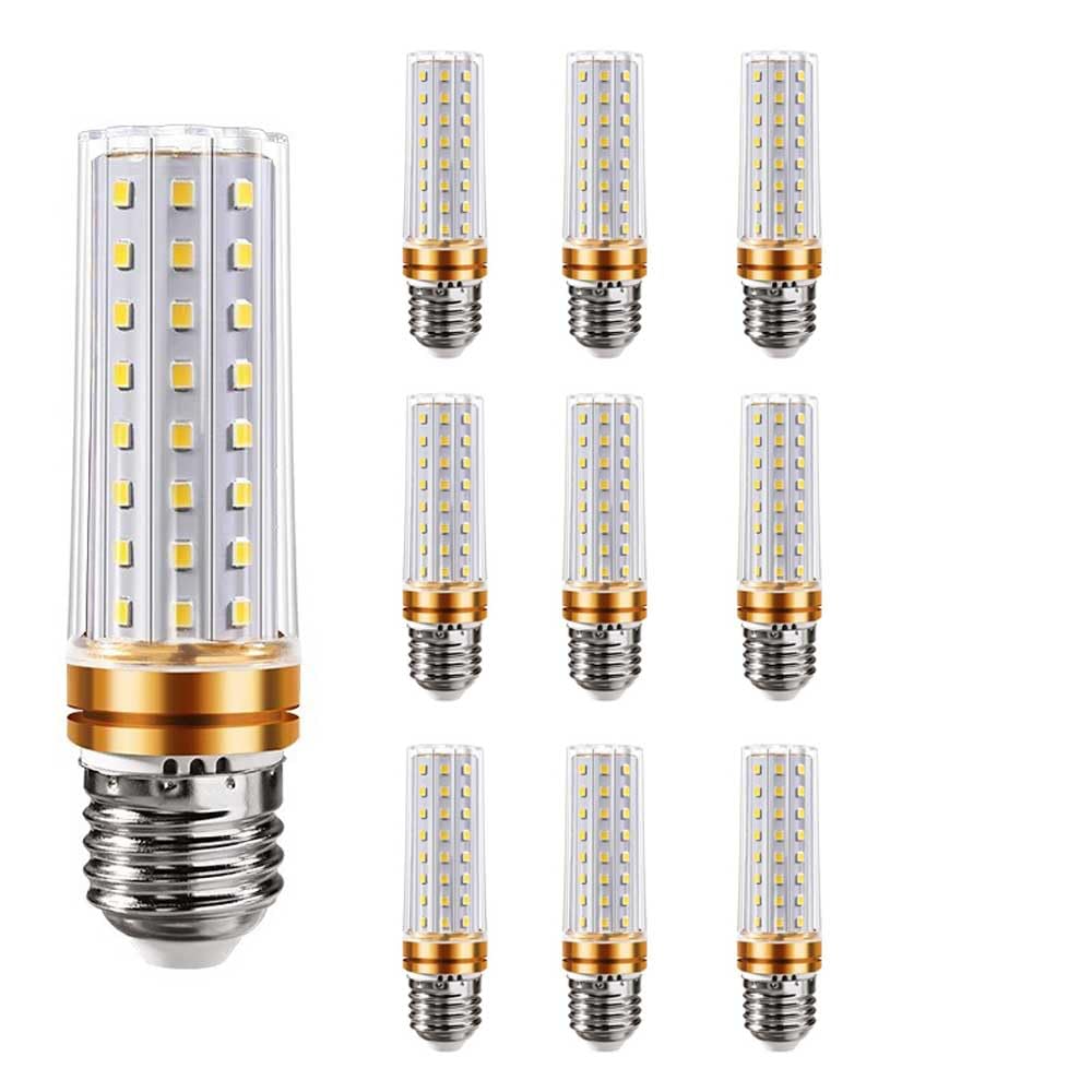 Paquete de 10 Bombillas LED de maíz E27 de 20 W, CA 110-220 V, no Regulables, 2000 LM, Blanco frío 6000 K, Bombilla LED de Tres Colores de Ahorro de energía E27 para lámpara de araña, lámpara