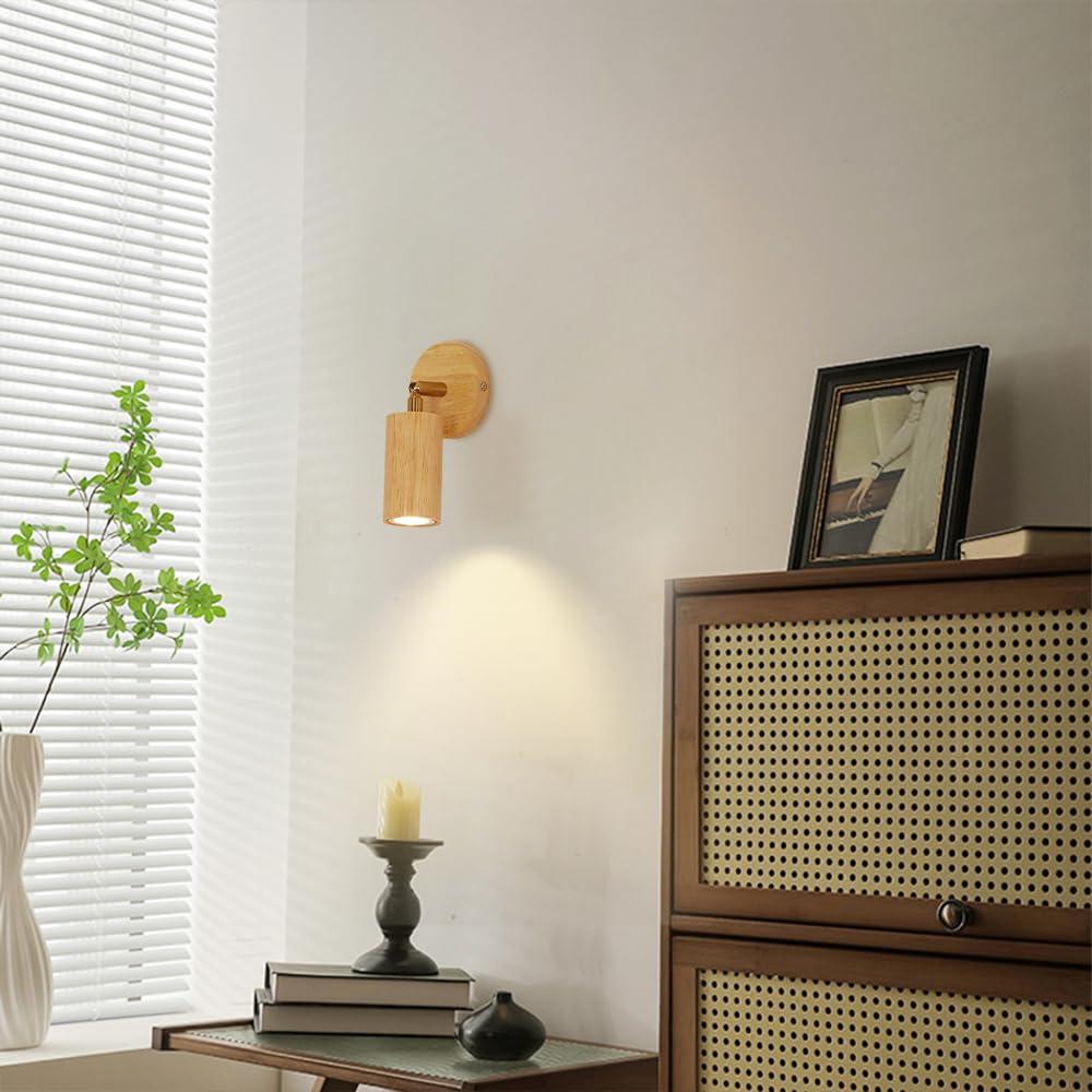 Jadssox Applique Murale en Bois Lampe Murale réglable Lampe de Chevet Support Mural Appliques câblées Nordiques projecteurs pivotants muraux en Bois pour Lampes de tête de lit de Chambre à Coucher de