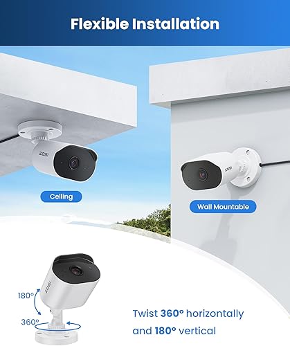 Miniatura 8 de ZOSI Cámara de seguridad HD 1080P, 2MP para interiores y exteriores, cámara de seguridad para el hogar con audio unidireccional, visión nocturna,