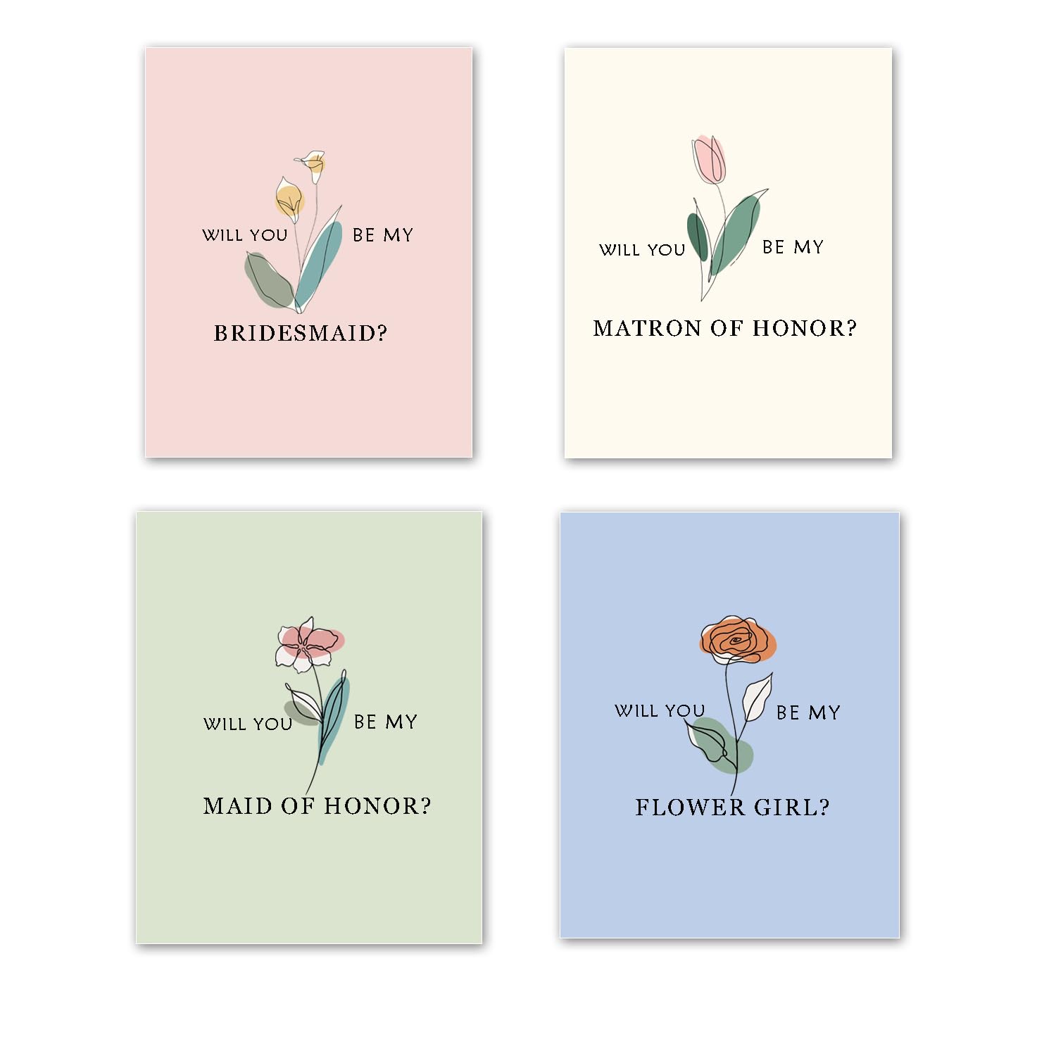 Remarkabel 24 Pcs Bridesmaid Proposal Cards with Envelopes,Includes Will You Be My Bridesmaid, Maid of Honor, Matron of Honor