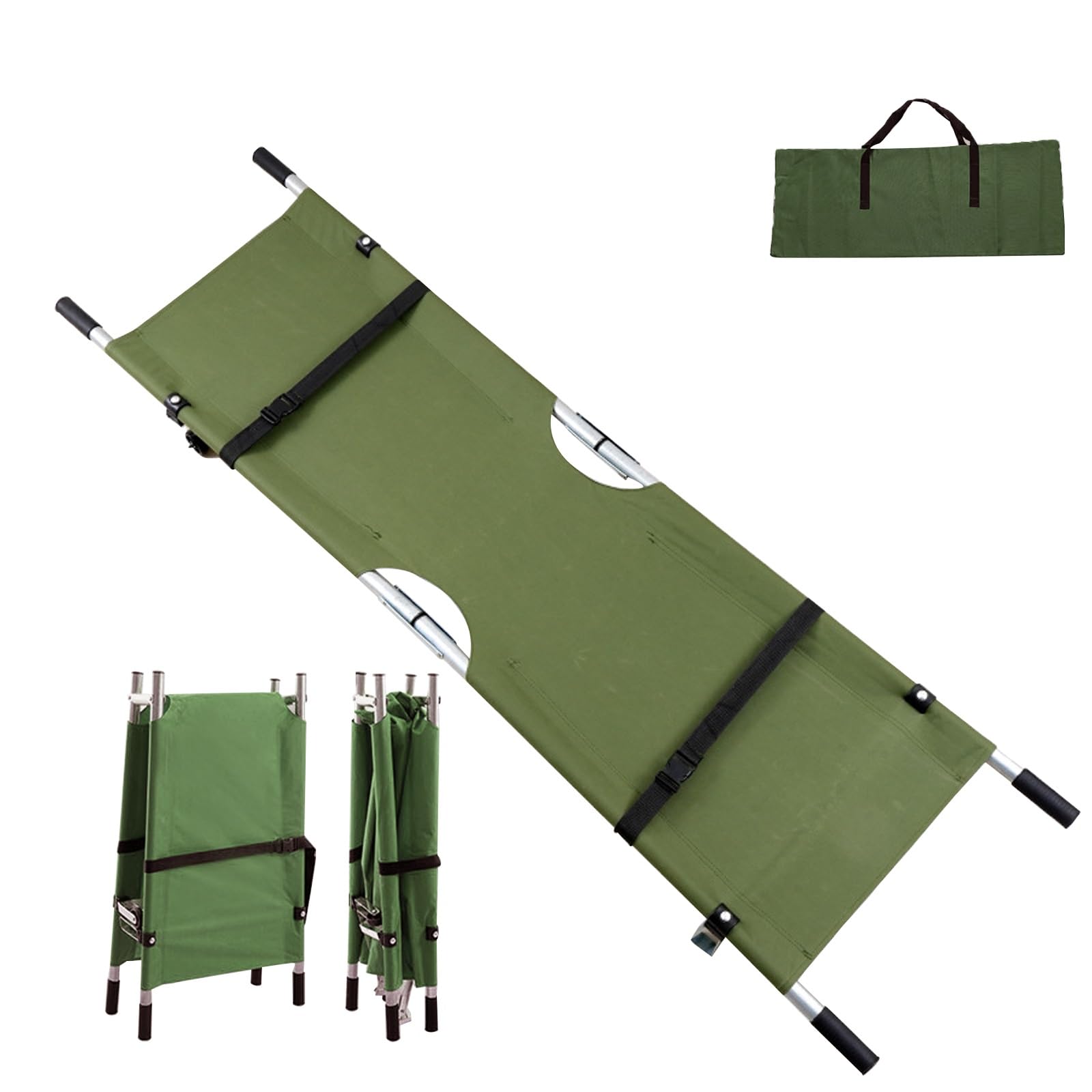 SWENEEN Emergency Equipment, Rescue Aluminum Folding Stretcher,First Aid Stretcher For Lifting People Upstairs,Ambulance Equipment,Wildland Fire Rescue,Green