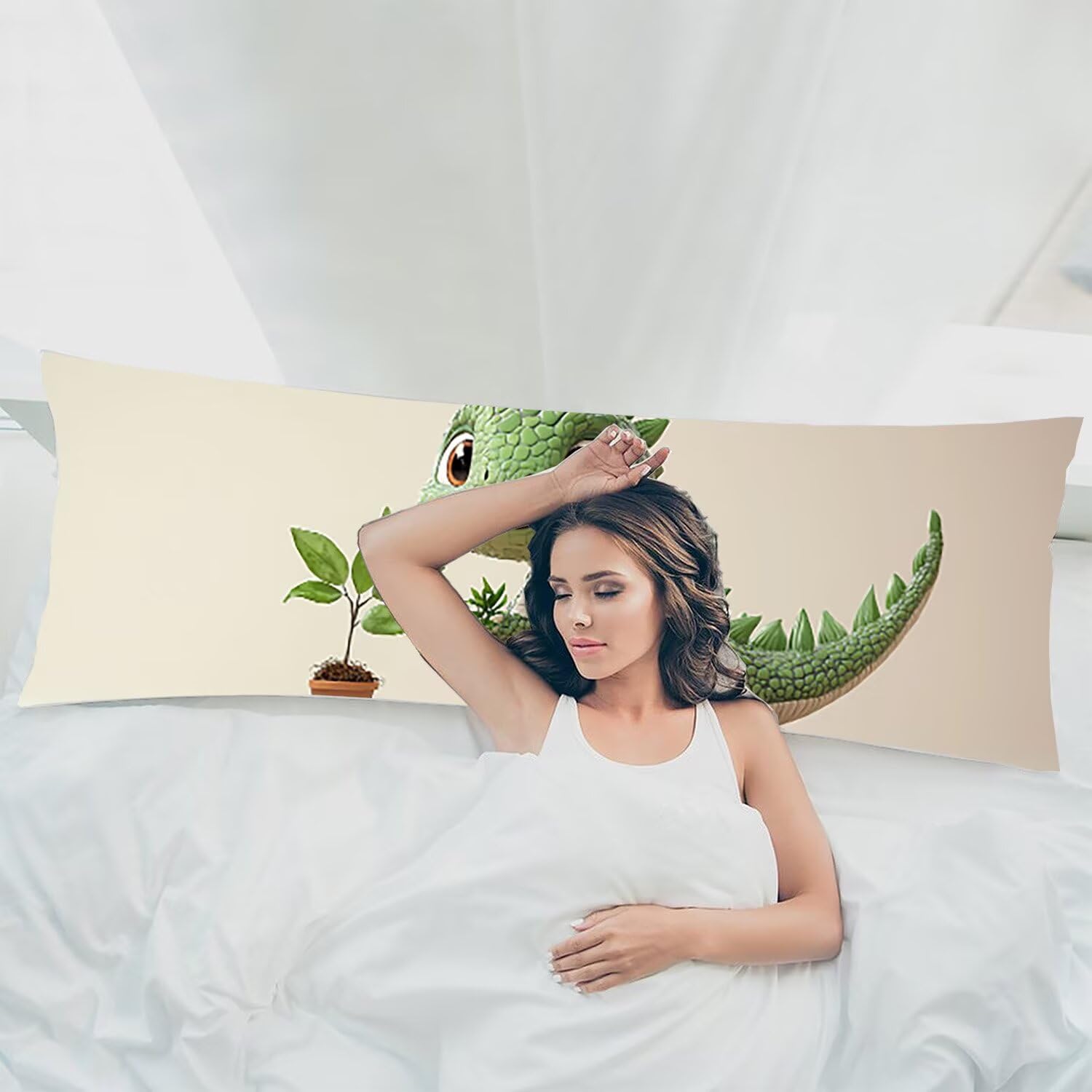 Poduszka na ciało 60 x 180 cm, dekoracyjna poszewka na poduszkę z zamkiem błyskawicznym, na pościel, sofę, długie poszewki na poduszki dla dorosłych, kobiet w ciąży i dziewcząt, dla osób śpiących na