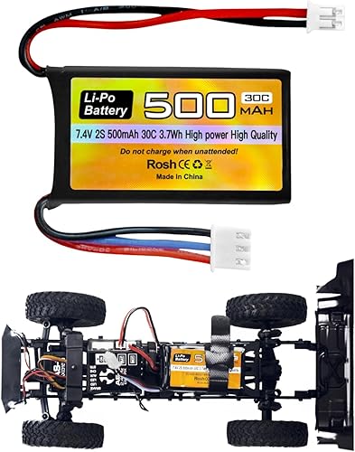 Miniatura 6 de sea jump 2 unidades 7.4V 500mAh 30C Lipo RC vehículo con enchufe PH2.0 adecuado para AX24 SCX24 modelo de vehículo RC batería compatible con la