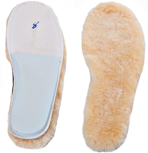 Miniatura 8 de ABUSA - Plantillas de piel de oveja para hombre y mujer, con insertos de vellón de piel de lana gruesa de alta calidad, acogedoras y esponjosas,