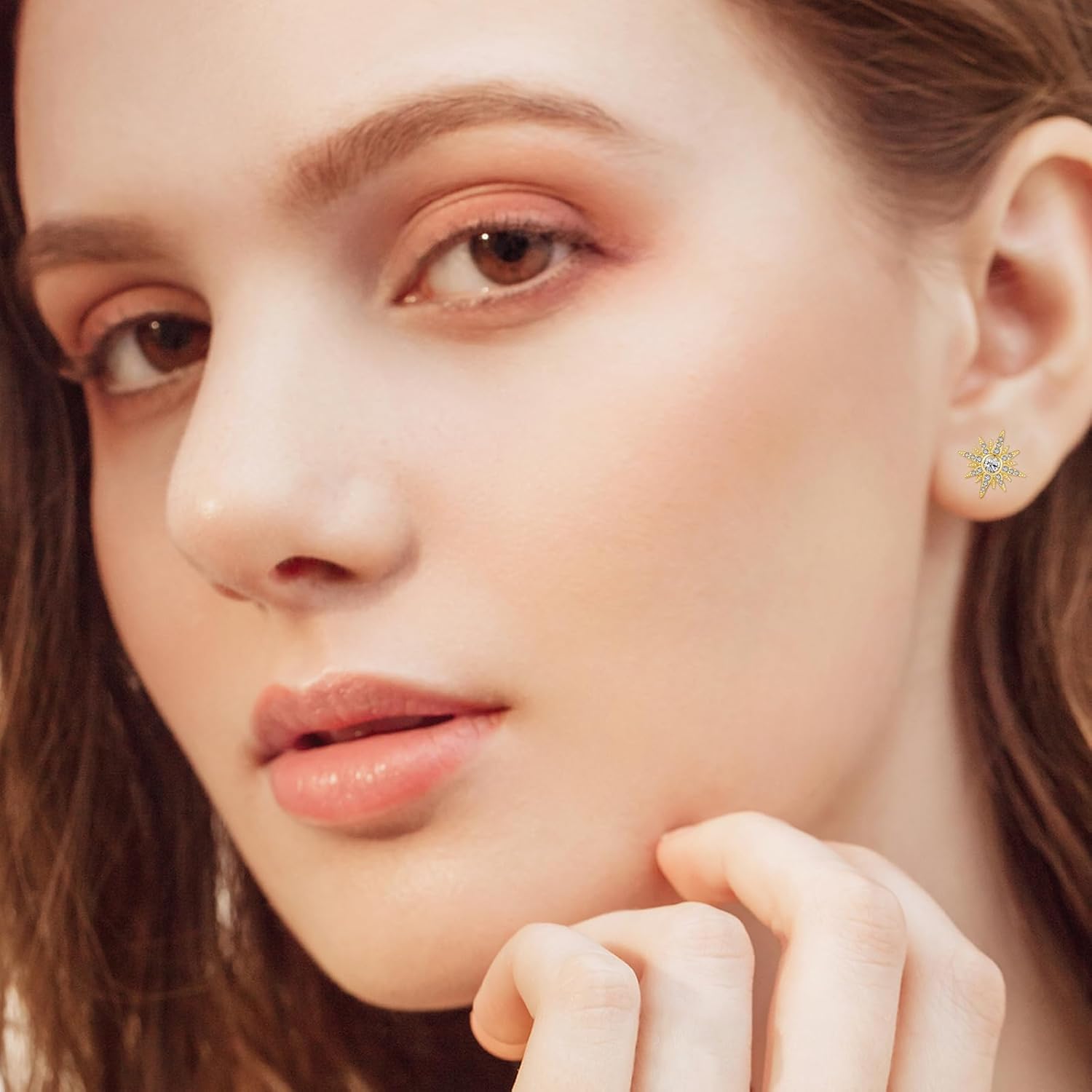 Starburst Earrings 925 Sterling Silver Star Stud Earrings Moonstone/Opal/Birthstone Starburst Jewelry Gift for Women Mother Daughter