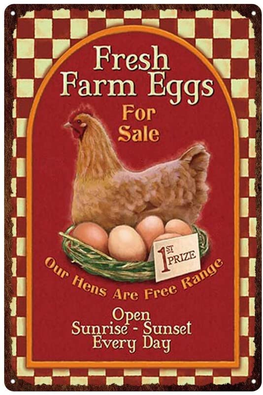 6"x8" Fresh Farm Eggs Metal Tin Sign Farm Metal Plate Chicken Coop Shabby Plaque Bar Pub Restaurant Wall Covering Creative Decor Home Decor