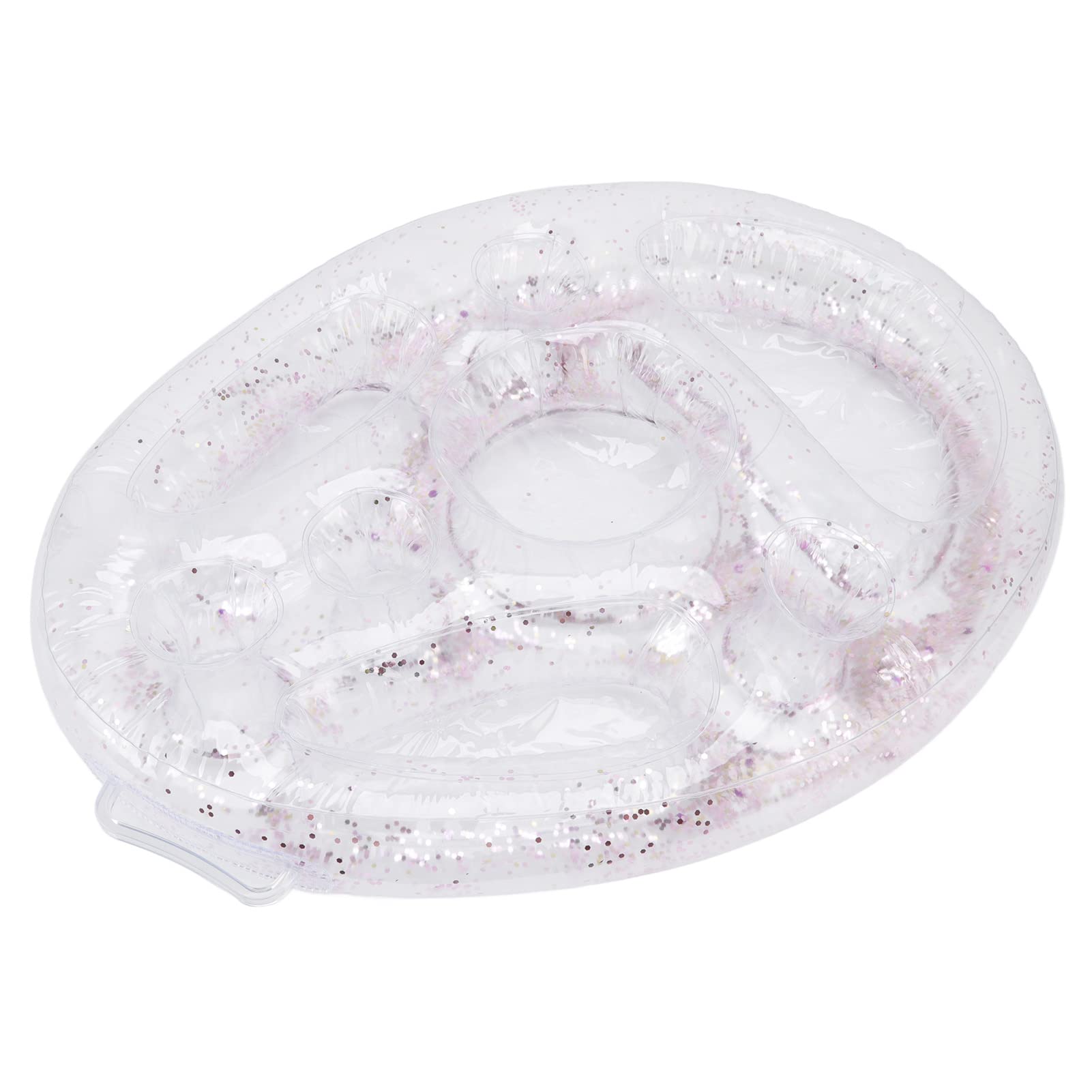 TFixol Bar à Glace Flottant Gonflable en PVC avec Porte-Gobelet à Multiples Trous, Plateau à Boissons Portable pour Fêtes à la Piscine, Design Transparent, 70x50x4cm