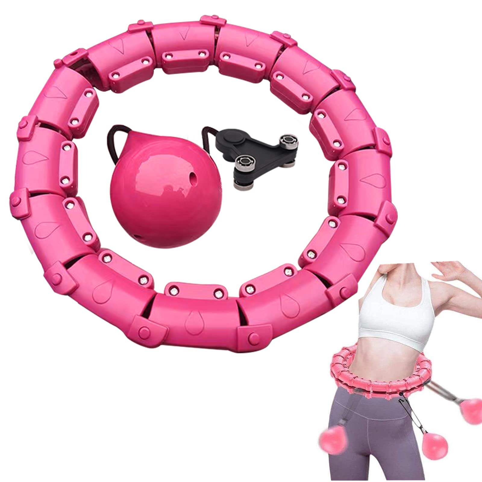 Jinkey Hullahub Reifen zum Abnehmen, Hula Hup Reifen Erwachsene 28 Teiliger Abnehmbarer Hulahupreifen Smart Hula Fitness mit Gewicht für Fitness, Anfänger und Gewichtsverlusttraining
