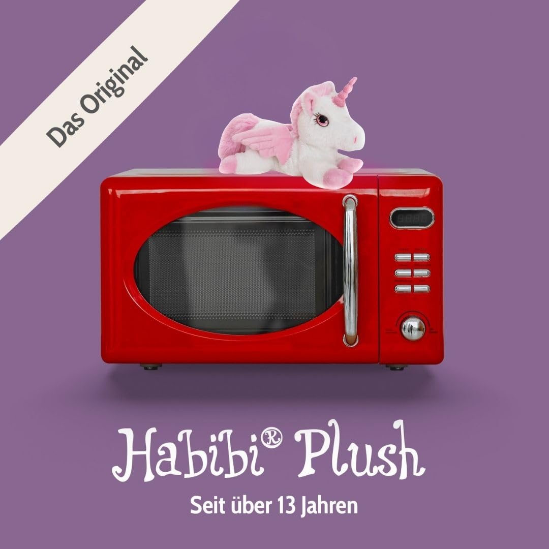 Habibi Plush Premium – 1931 Pegasus con corno glitterato, con cuscino a grani estraibili – Cuscino termico per riscaldare nel forno a microonde