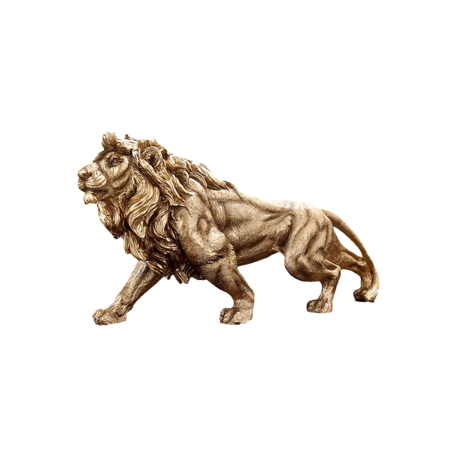 Yingbei Estatua de león de Resina Dorada - Escultura casera para decoración Moderna, Estatua Grande, Divertida y poderosa - Estatuas y esculturas para decoración de Escritorio