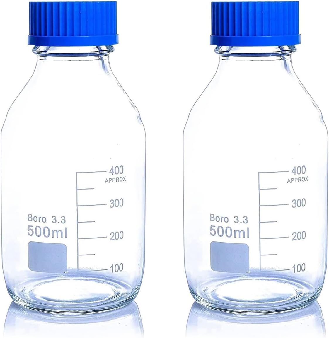 King Mariot Medical EquipmentsHeavy Duty 500ml Glass Round Storage Reagent Bottle | Glassware set with Screw cap | For Labware Biology Chemistry Laboratory Industrial Culture (2)