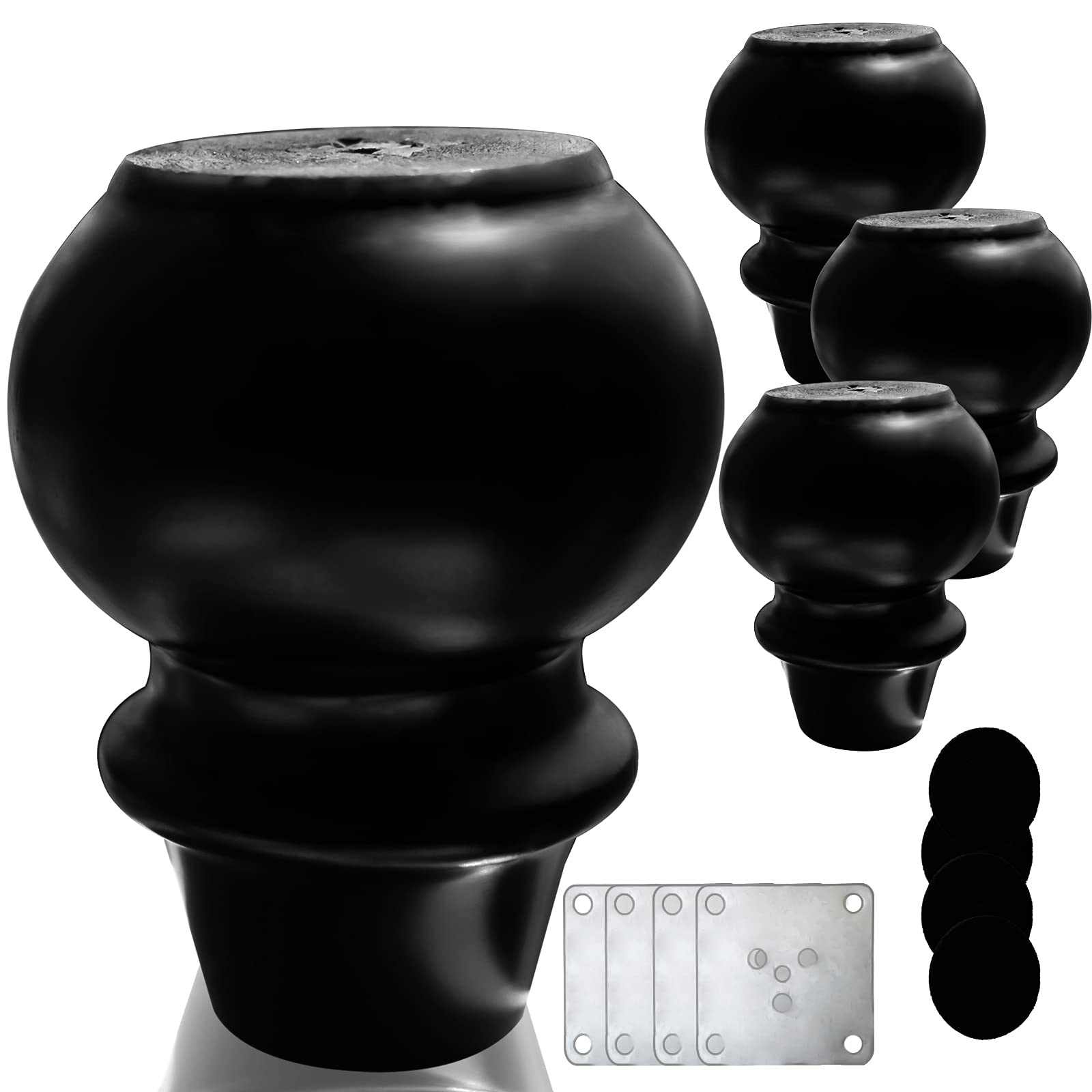 4Inch Black Wooden Furniture Legs, Wood Replacement Leg for Couch and Sofa, Wood Foot for Furniture Coffee Table Chair Cabinet TV Stand Ottoman, Set of 4 Wood Legs with Mounting Plate (B093PG2CC3) Amazon Price History, Amazon Price Tracker