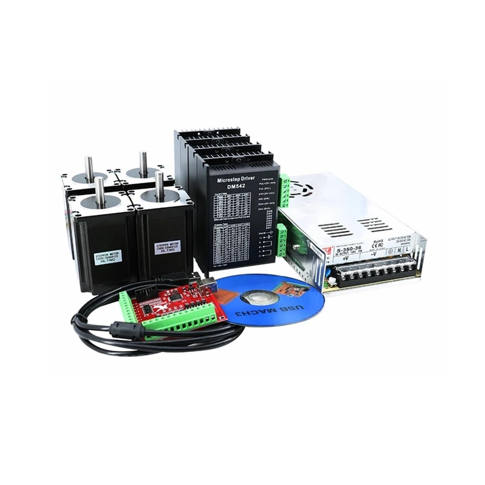 4-osiowy zestaw silnika krokowego CNC Nema23 57 zawiera 4 szt. Silnik 2, Nm 3A + Sterowniki + 1 Zasilacz 350w36v,Napęd elektryczny(DM556 driver)