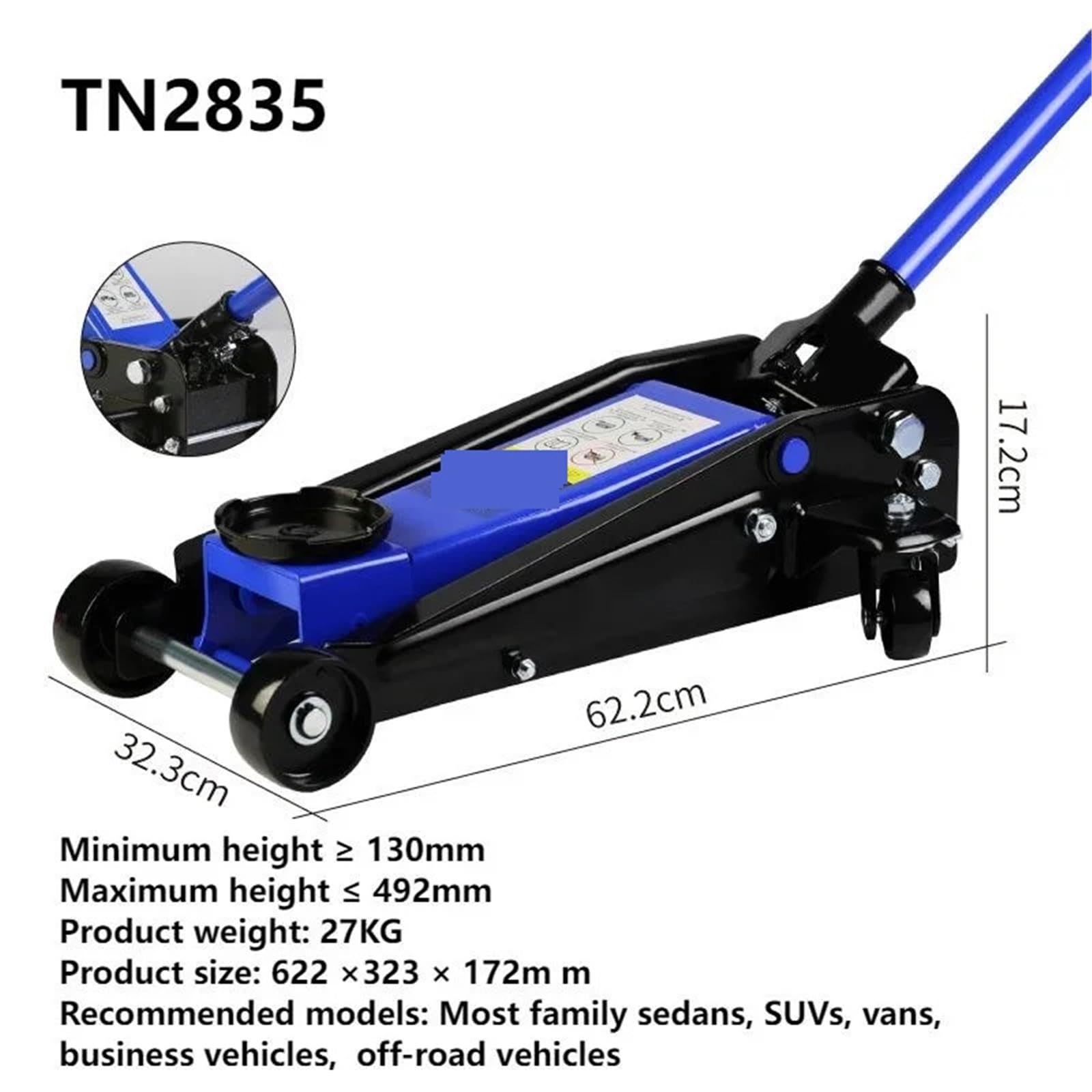 Hydraulic Jack, 3.5T 492mm Horizontal Jack SUV Tire Changing Tool Car Hydraulic Maintenance Oil Pressure Fast Lifting