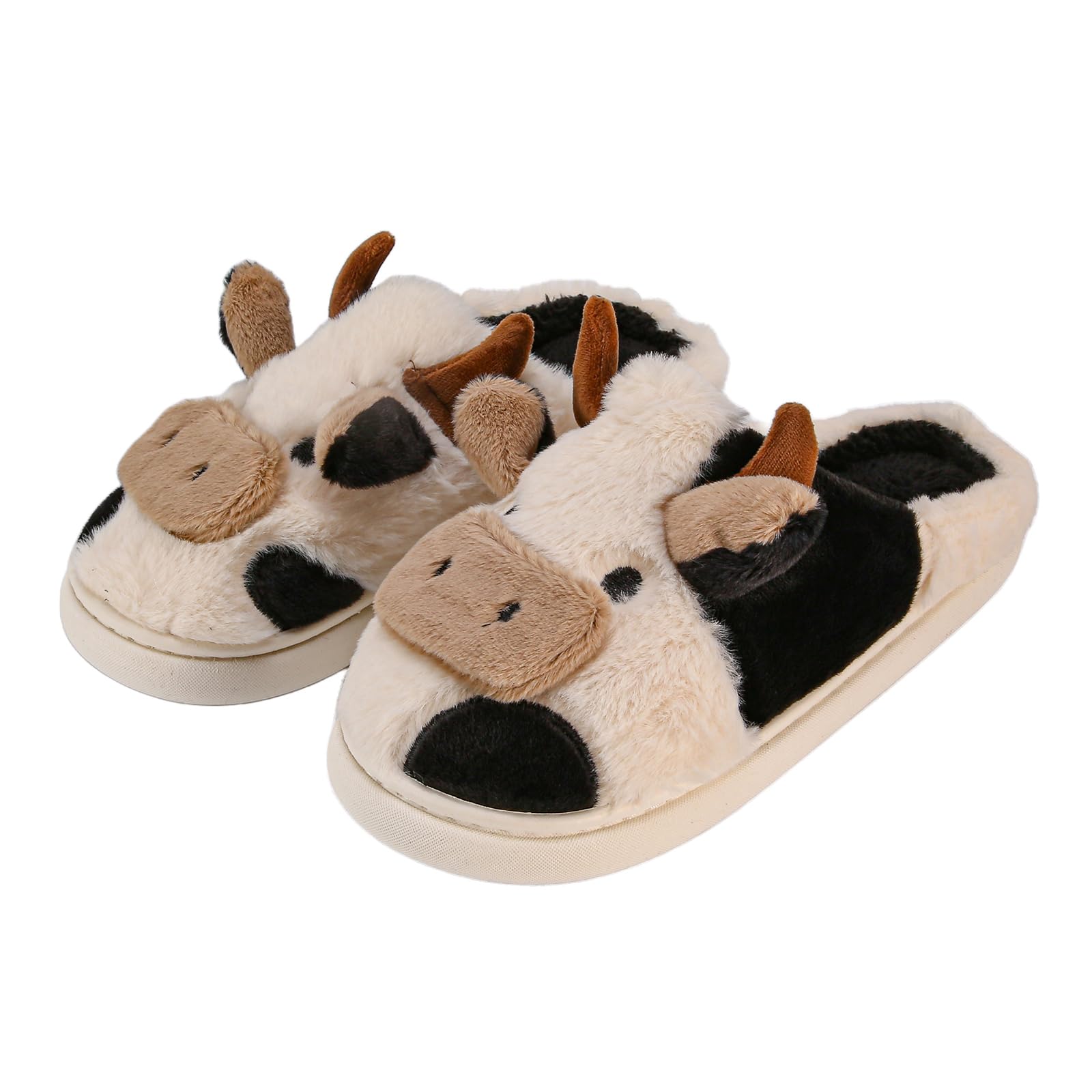 sharllen Puszyste kapcie krowy, nowatorskie urocze kapcie domowe dla kobiet Fuzzy Plush Zimowe ciepłe bawełniane kapcie dla mężczyzn wewnątrz i na zewnątrz
