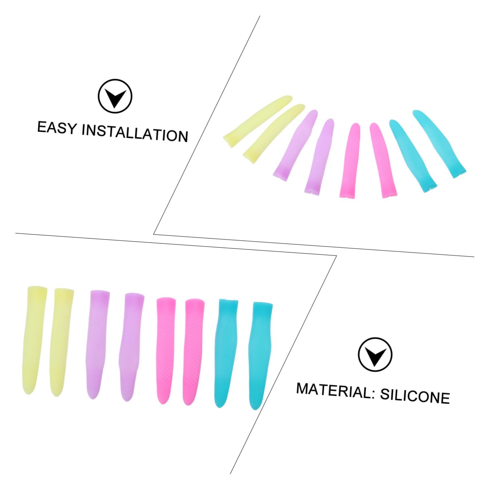 SOESFOUFU Manicure Scissors Handle Sleeve Cuticle Scissor Handle Cover 4 Pack Soft Silicone Non-slip Design Random Color