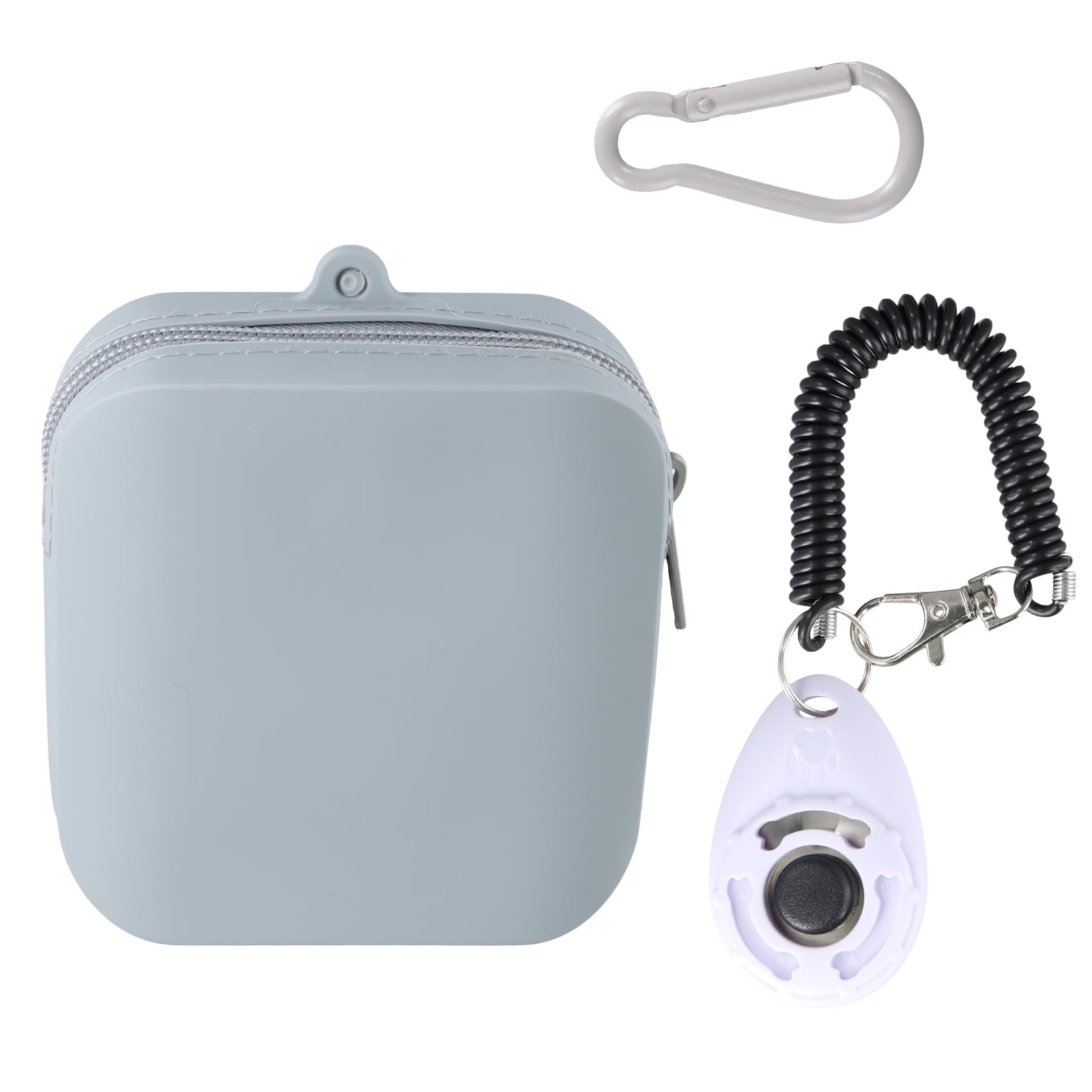 Daleweo Silicone Dog Treat Pouch,with Pet Training Clicker,Walking Bag for Dog and Cat, Pocket Size, Easy to Clean, Odorless, Zipper Design,Moisture-proof,Travel Walking Bag