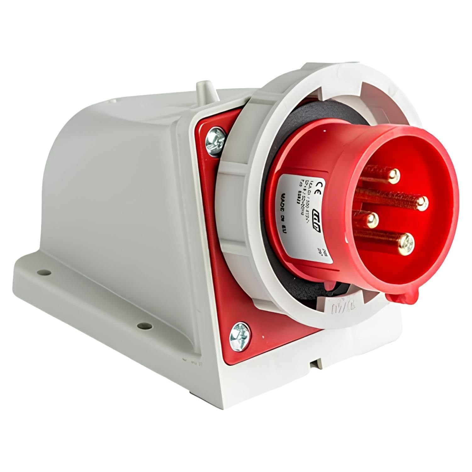 IDE mondiale – Prise murale étanche IP67 3 pôles + terre 380 V 32 A 6h Rouge