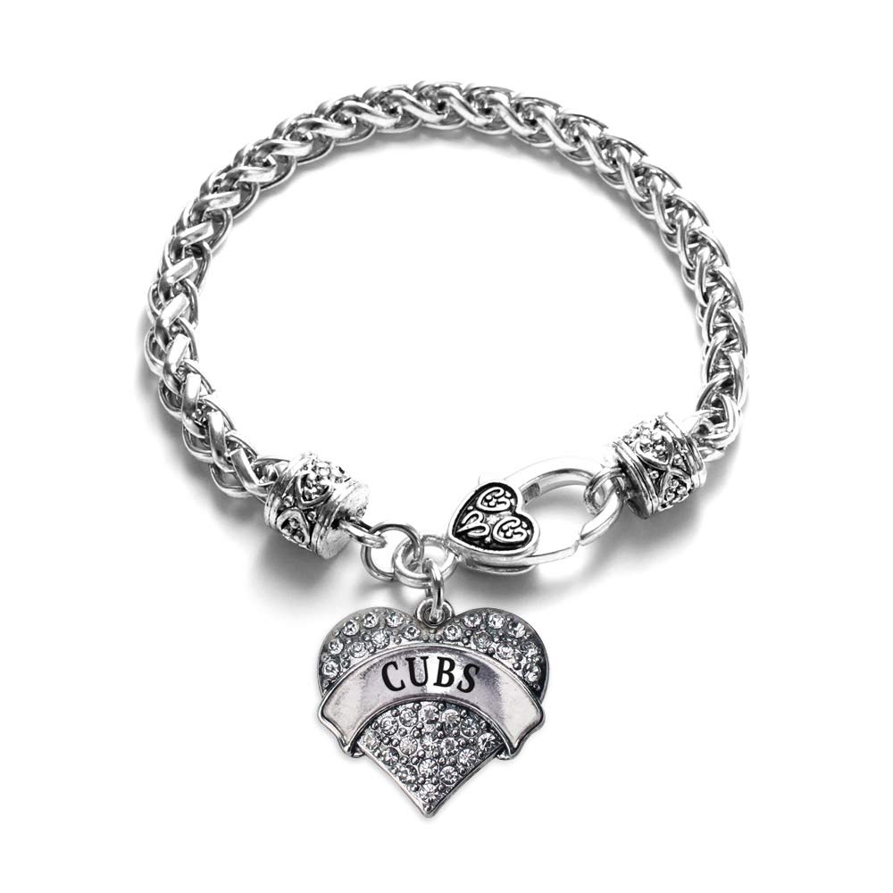 Inspired Silver - Silver Pave Heart Charm Bracelet with Cubic Zirconia Jewelry