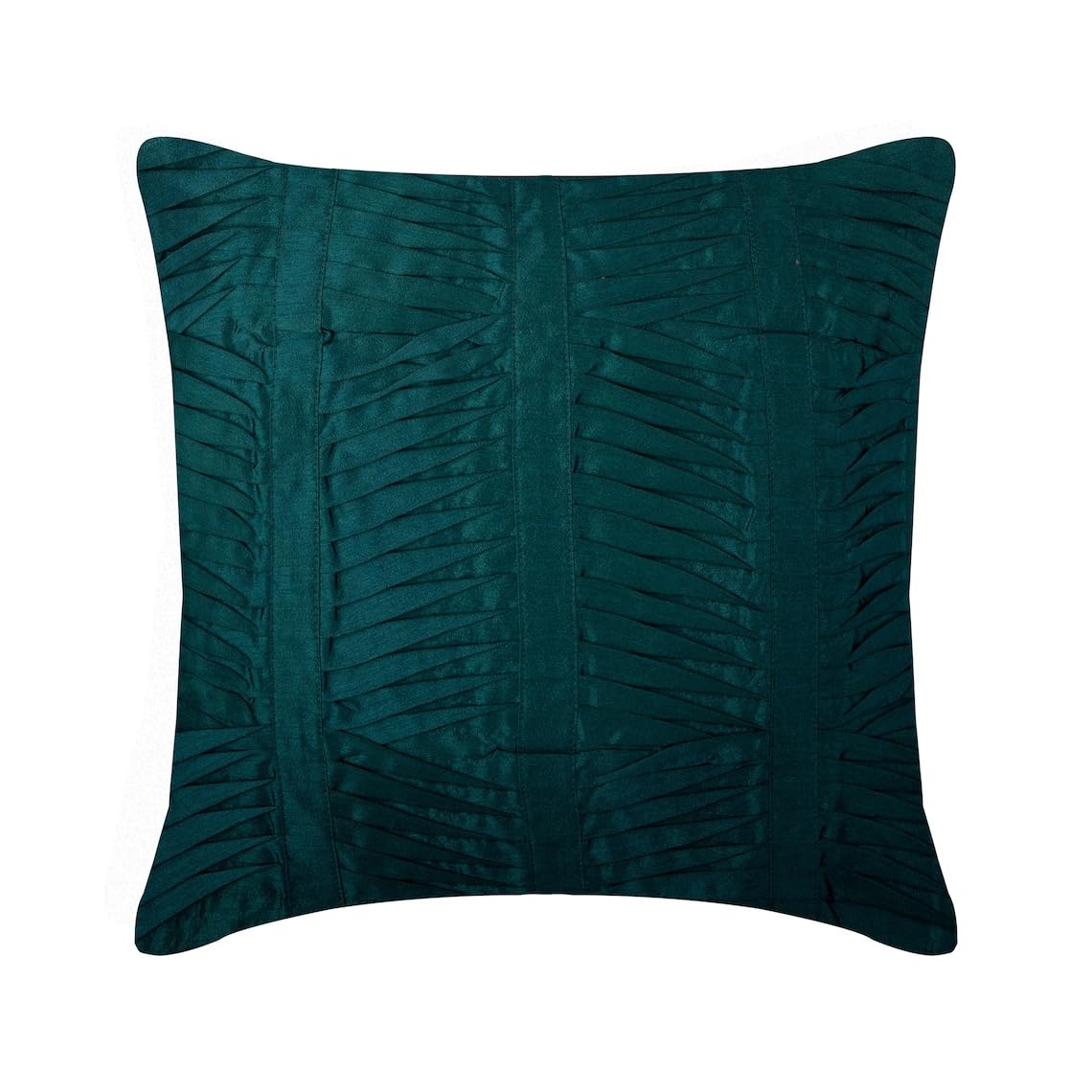 The HomeCentric Royal Peacock Green Cushion Cases, Textured Pintucks Solid Color, 50x50 cm (20x20 inch) Decorative Cushion Covers Modern, Square Silk Cushioncase, Stripe Pillow - Royal Peacock Green — image 1