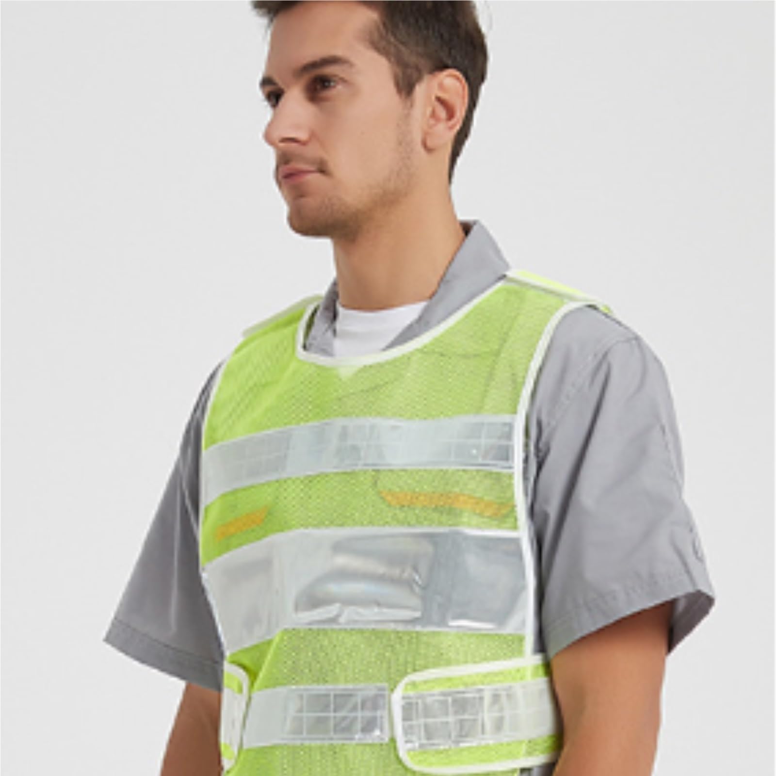 chaleco de alta visibilidad, Chaleco reflectante de seguridad for construcción, verde, negro, talla única