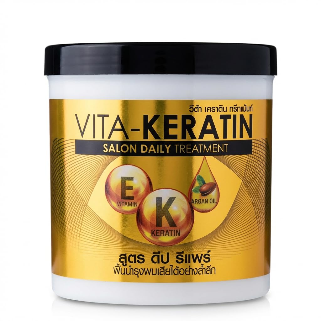 VITA-KERATIN Profesjonalna codzienna pielęgnacja włosów - Odżywcza maska z olejkiem arganowym, keratyną i witaminą E - słoik 600ml