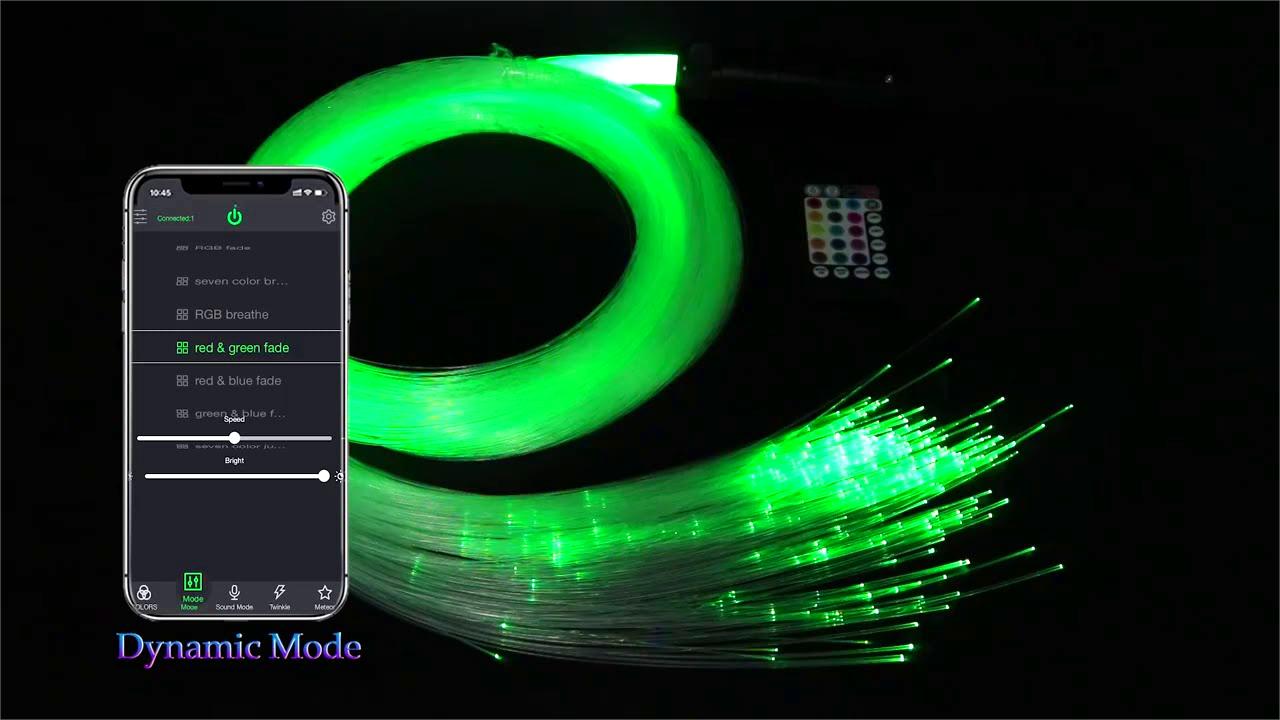 Image of Twinkle & Meteor Starlight Headliner Kit for Car 0.03in x 9.8ft 750 Strands for Ambient Interior Decor 16W RGBW Fiber Optic Star Light Engine, 200 White Shooting Stars