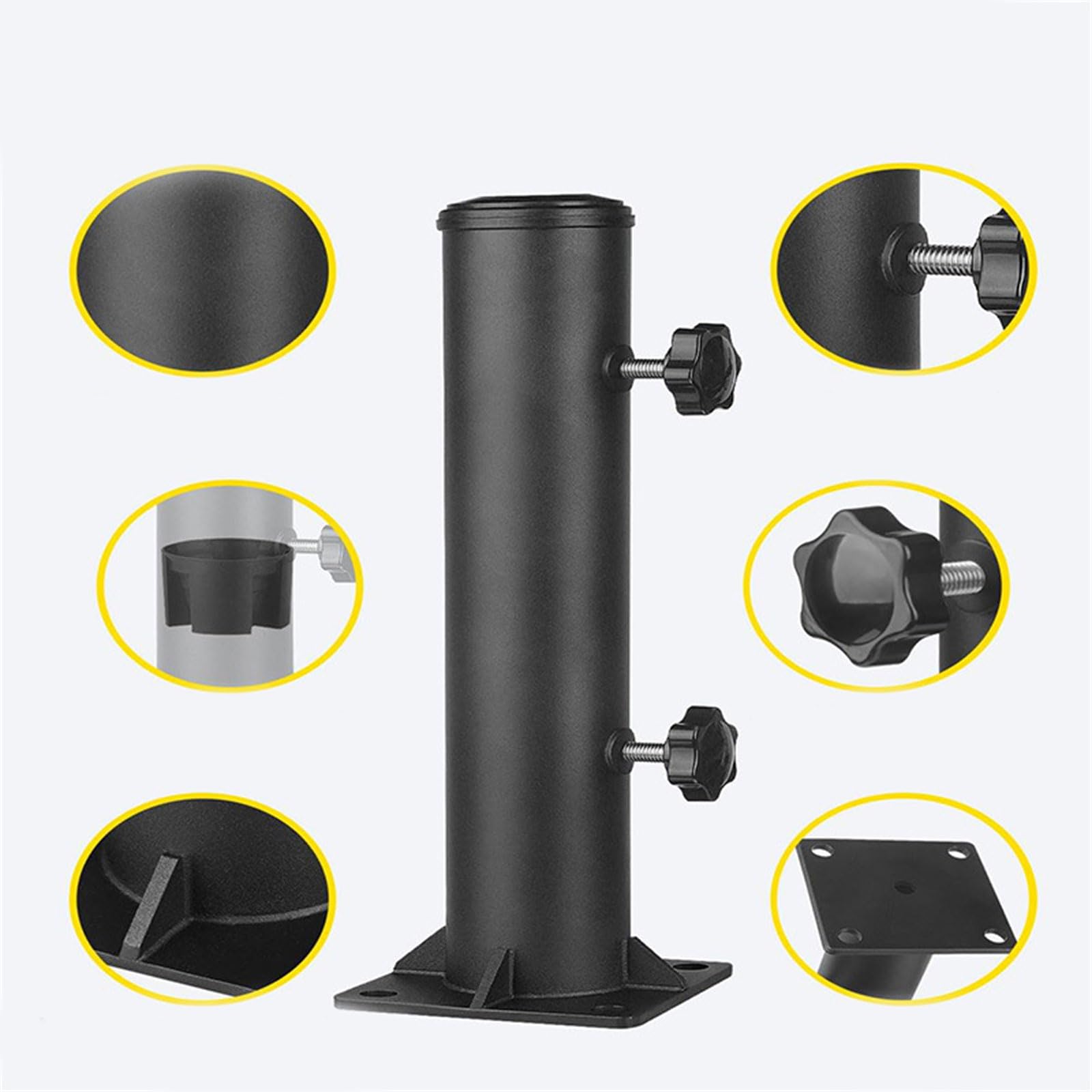 Questo Morsetto per Base di Supporto per ombrellone da Esterno – Supporto Regolabile per tavoli, terrazze, pontoni e ringhiere – Copertura per Foro in Metallo Resistente per Uso in Giardino