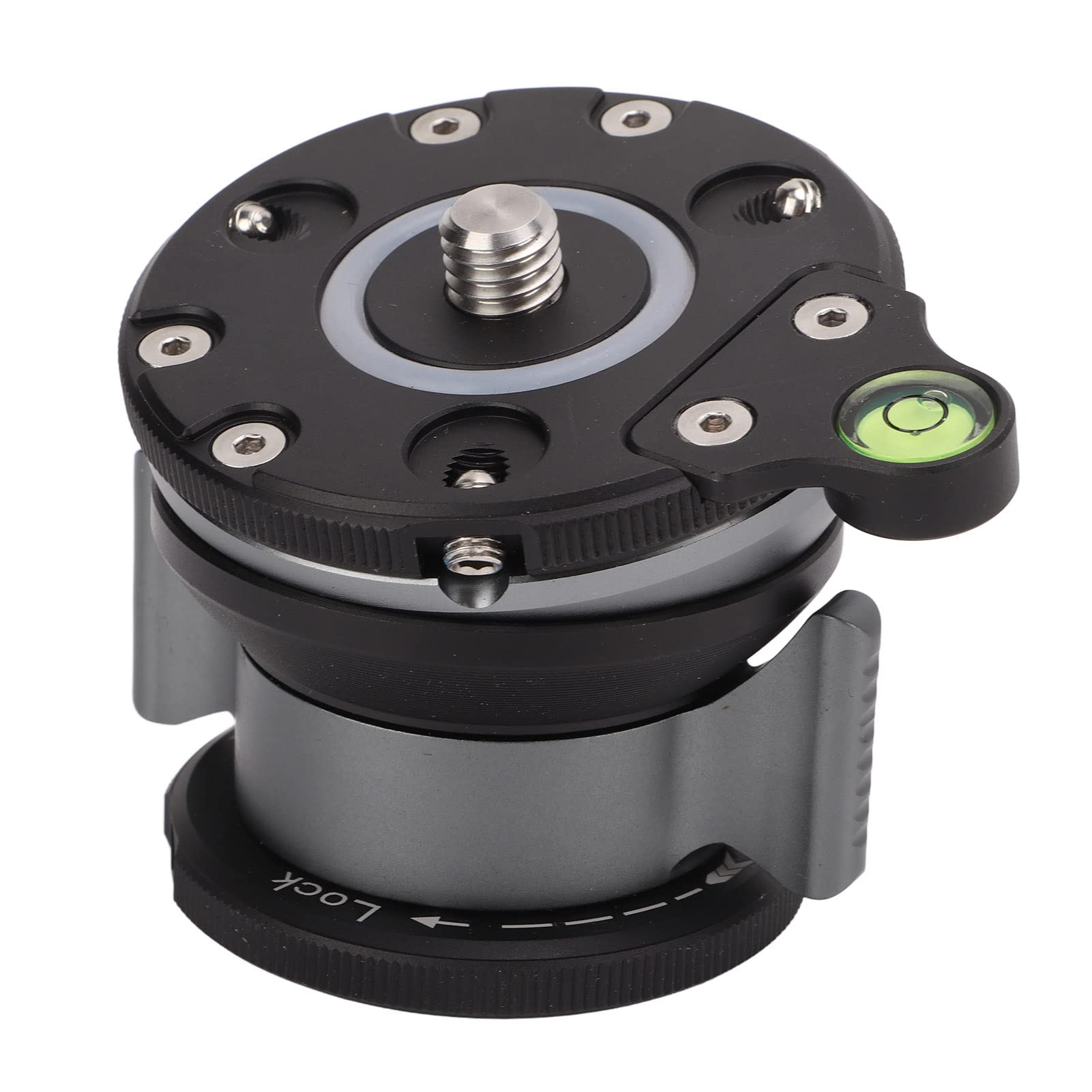 Base di livellamento per treppiede in lega di alluminio con livella a bolla, livellatore per fotocamera compatibile con e DSLR, attacco panoramico con filettatura da 1/4