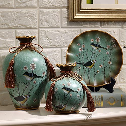European style retro ceramic vase three suit Home Furnishing decoration decoration,C