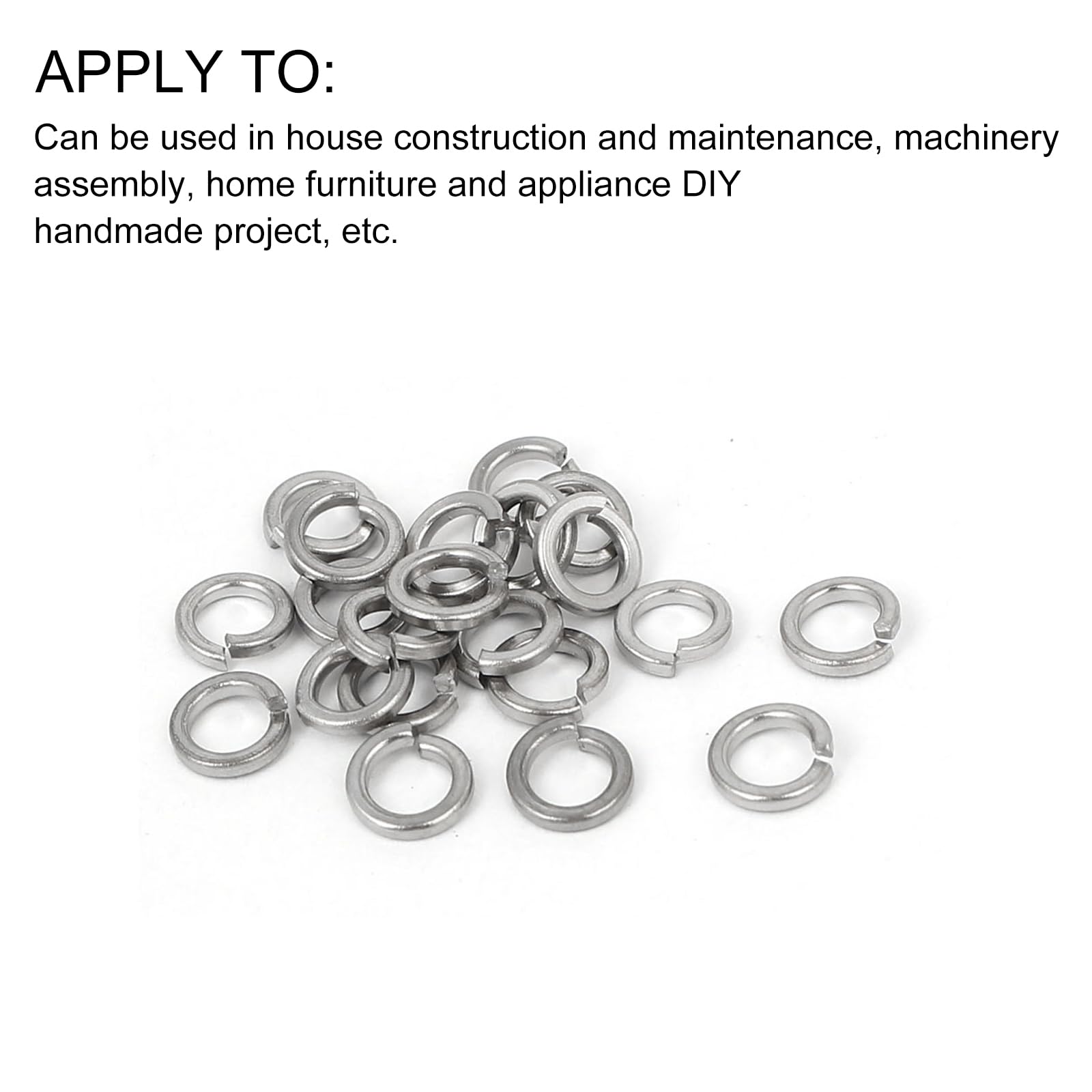 METALLIXITY Split Lock Washer (M4) 21Pcs, 304 Stainless Steel Spring Lock Washer Elastic Gasket - for Household Applications - Image 4