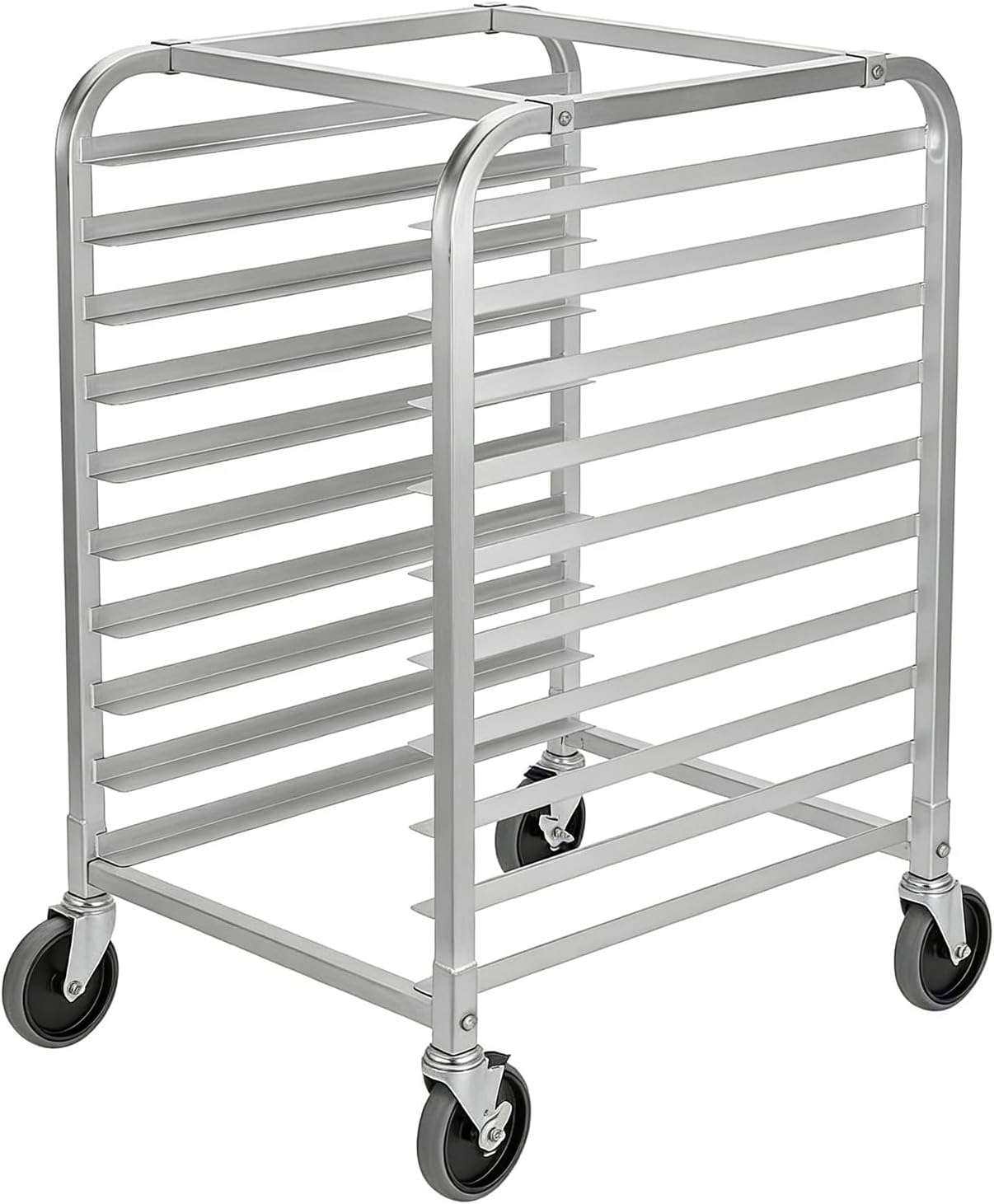 GarveeTech 10 Tier Aluminum Bun Pan Rack with Lockable Wheels, Mobile Commercial Bread Cooling Rack Trolley for Kitchen Bakery Restaurant, 20" W x 26" D x 39" H Storage Cart