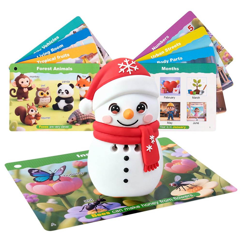 Squirrel Talking Pen with Phonics Cards,Interactive Learning Game for Kids (Snowman)