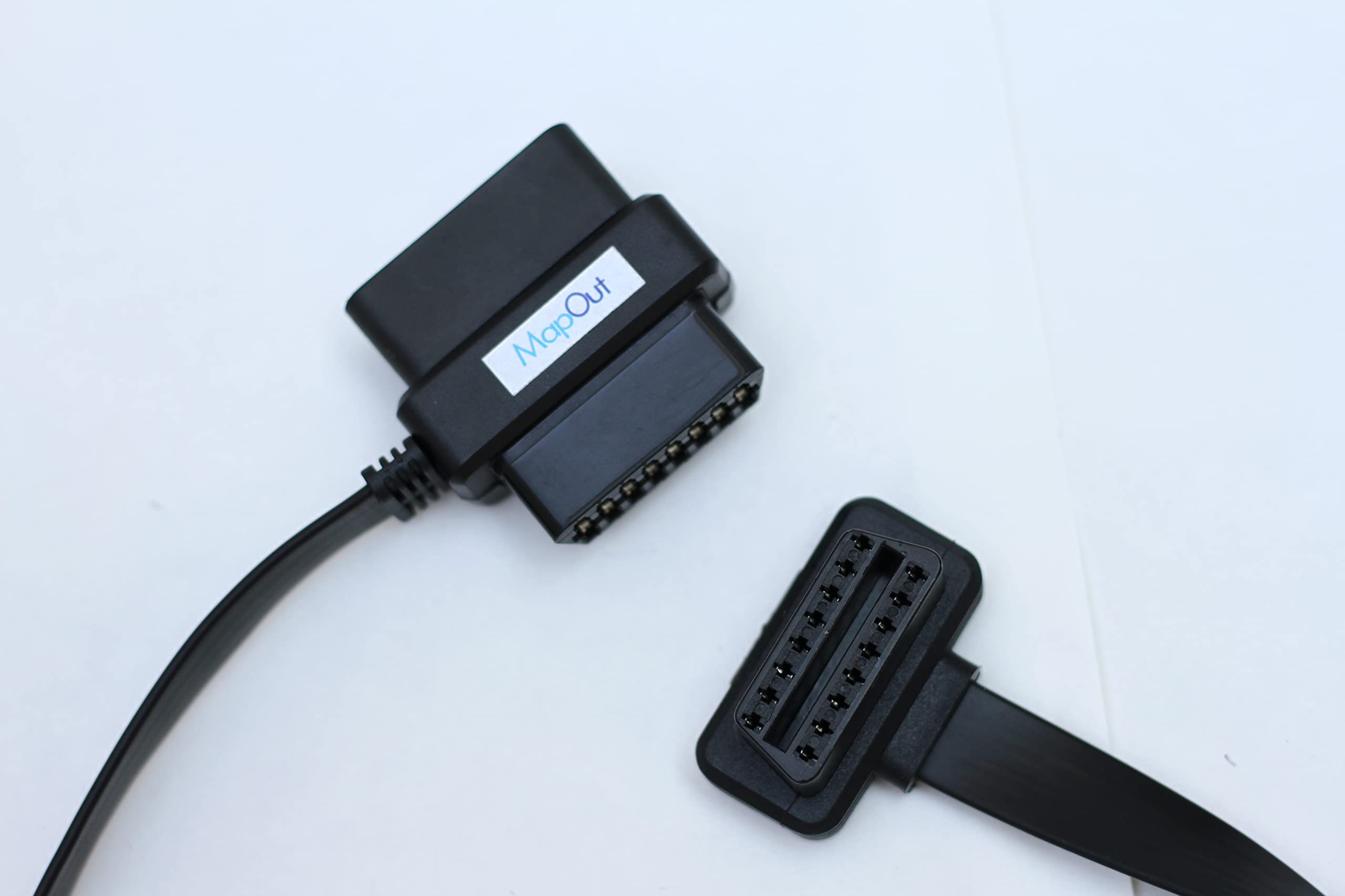 MapOut24 OBD2 Extension Cable OBD II OBD2 16 Pin Splitter T Splitter 16 pin OBD to 16 pin Female t-Splitter Cable Round Cable-Black SMPL053