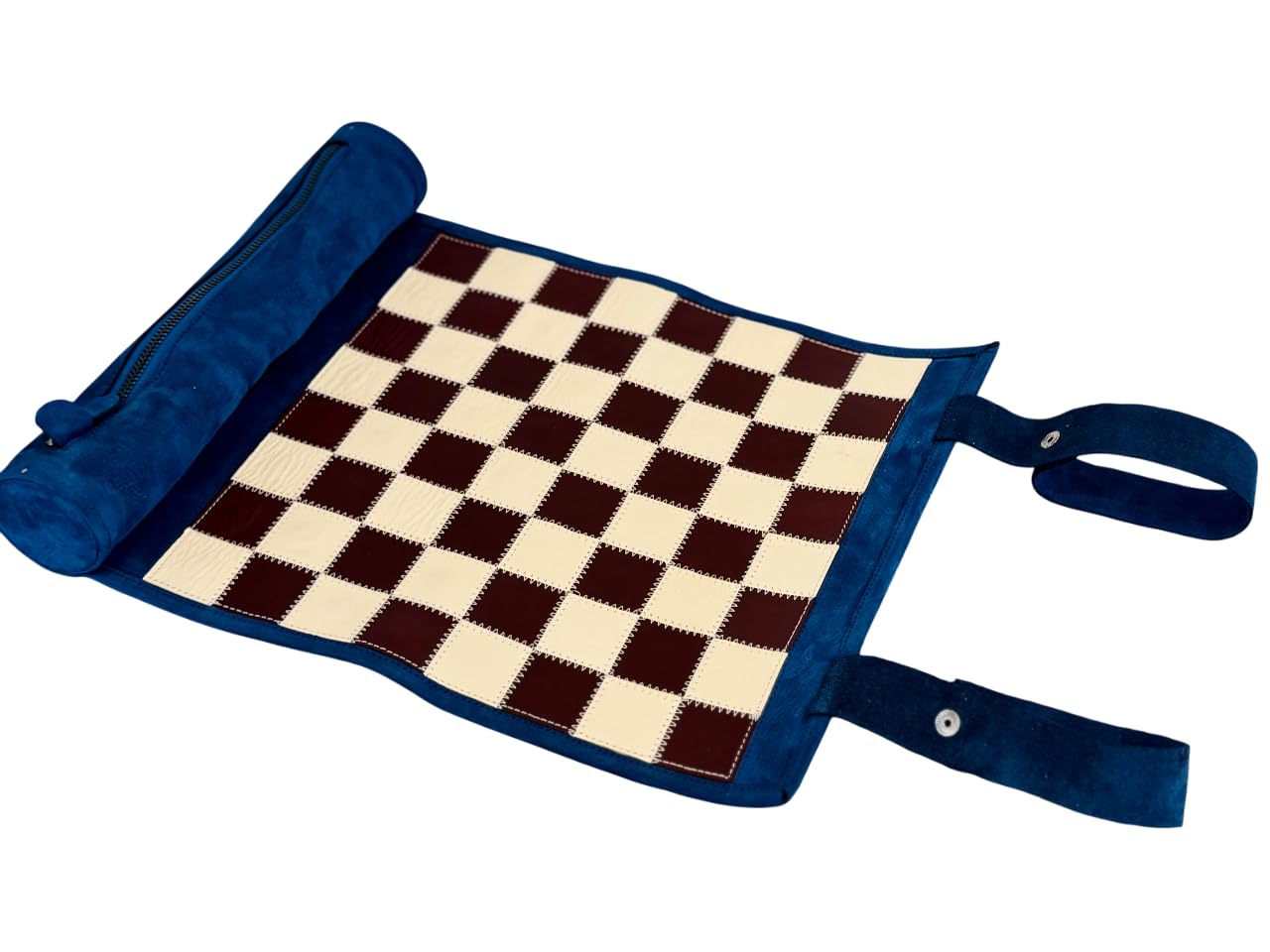 Melia Outlet Magnetisches Schach – Rollbares Luxus-Schachspiel aus Echtleder (B-Ware oder Restposten) | Handgefertigtes Reiseschach mit Holzfiguren - Les Bleus